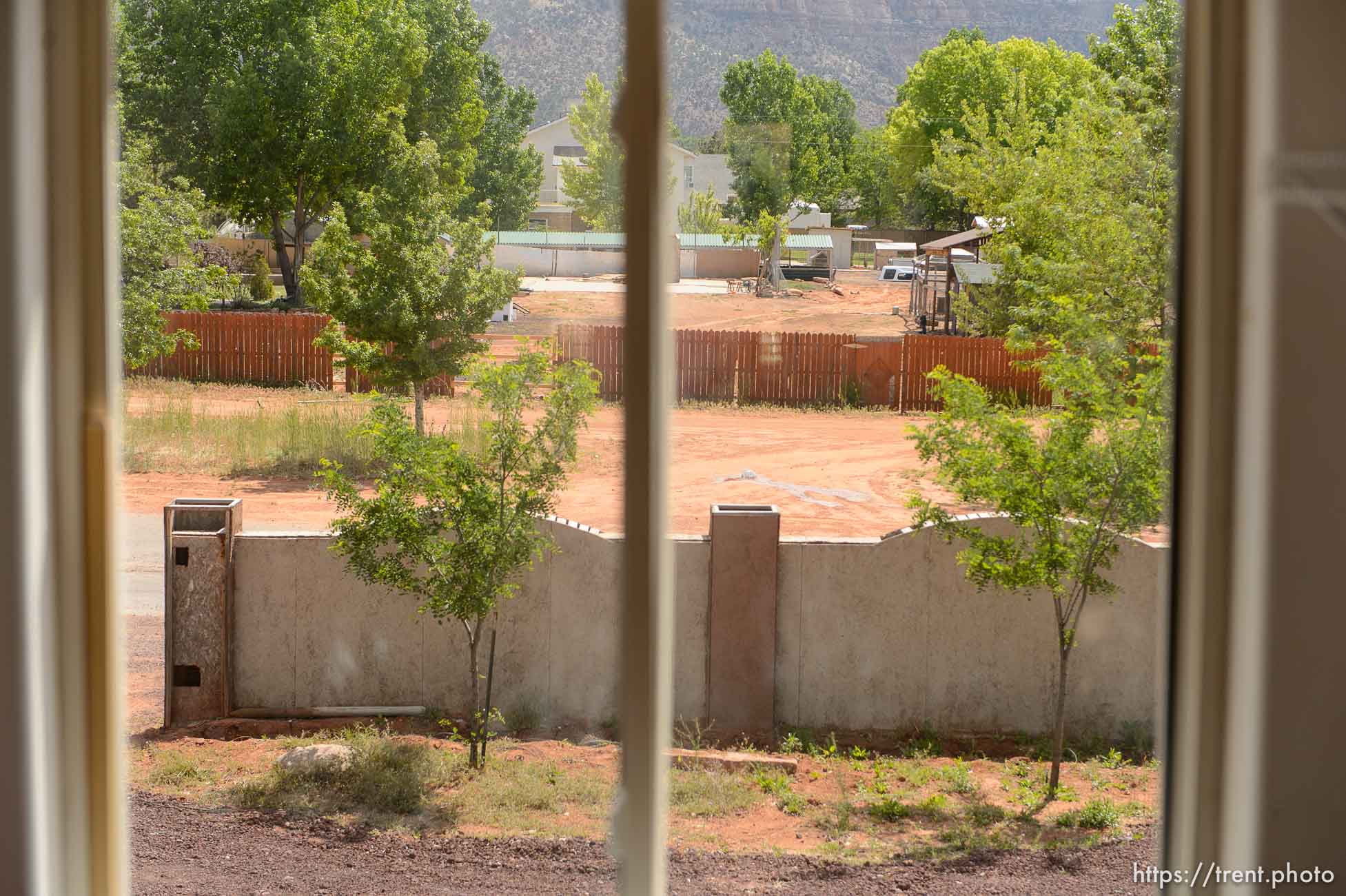 Trent Nelson  |  The Salt Lake Tribune
window view, uep home after flds family fled before eviction, Monday May 8, 2017.