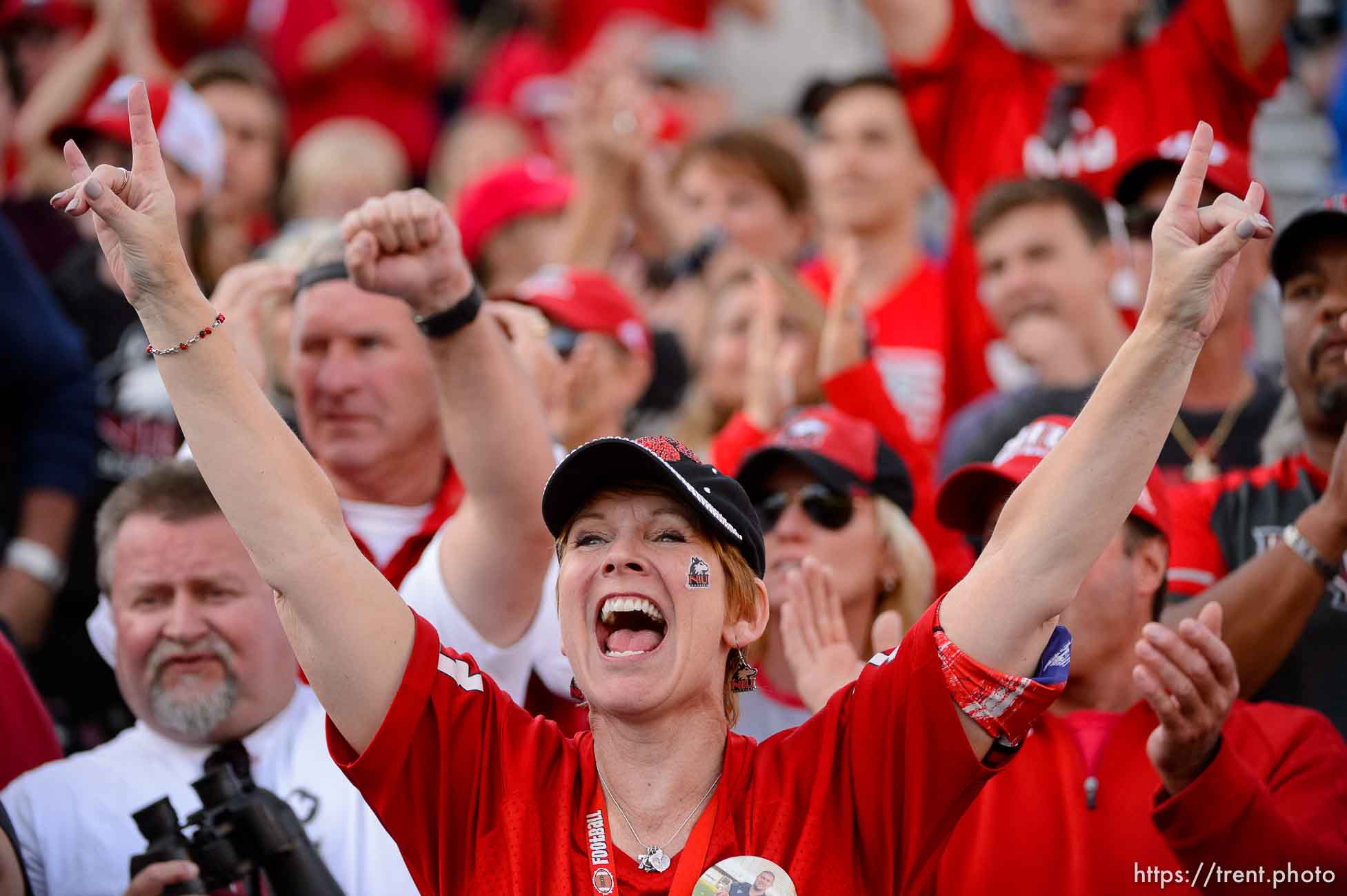 (Trent Nelson | The Salt Lake Tribune)  
Northern Illinois fans cheer in the fourth quarter as BYU hosts Northern Illinois, NCAA football in Provo, Saturday Oct. 27, 2018.