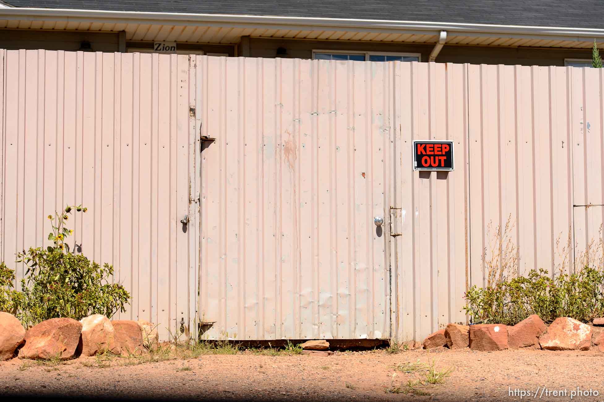 Trent Nelson  |  The Salt Lake Tribune
keep out sign on wall, Wednesday September 14, 2016.