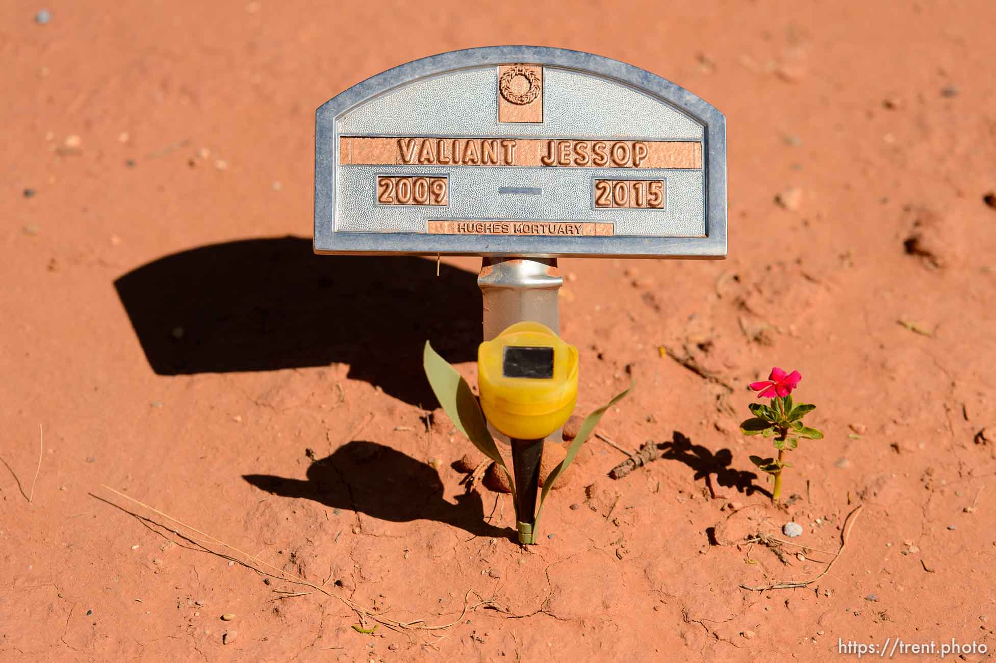 Trent Nelson  |  The Salt Lake Tribune
grave markers for jessop family victims of 2015 flash flood, isaac carling cemetery, Wednesday September 14, 2016. valiant jessop