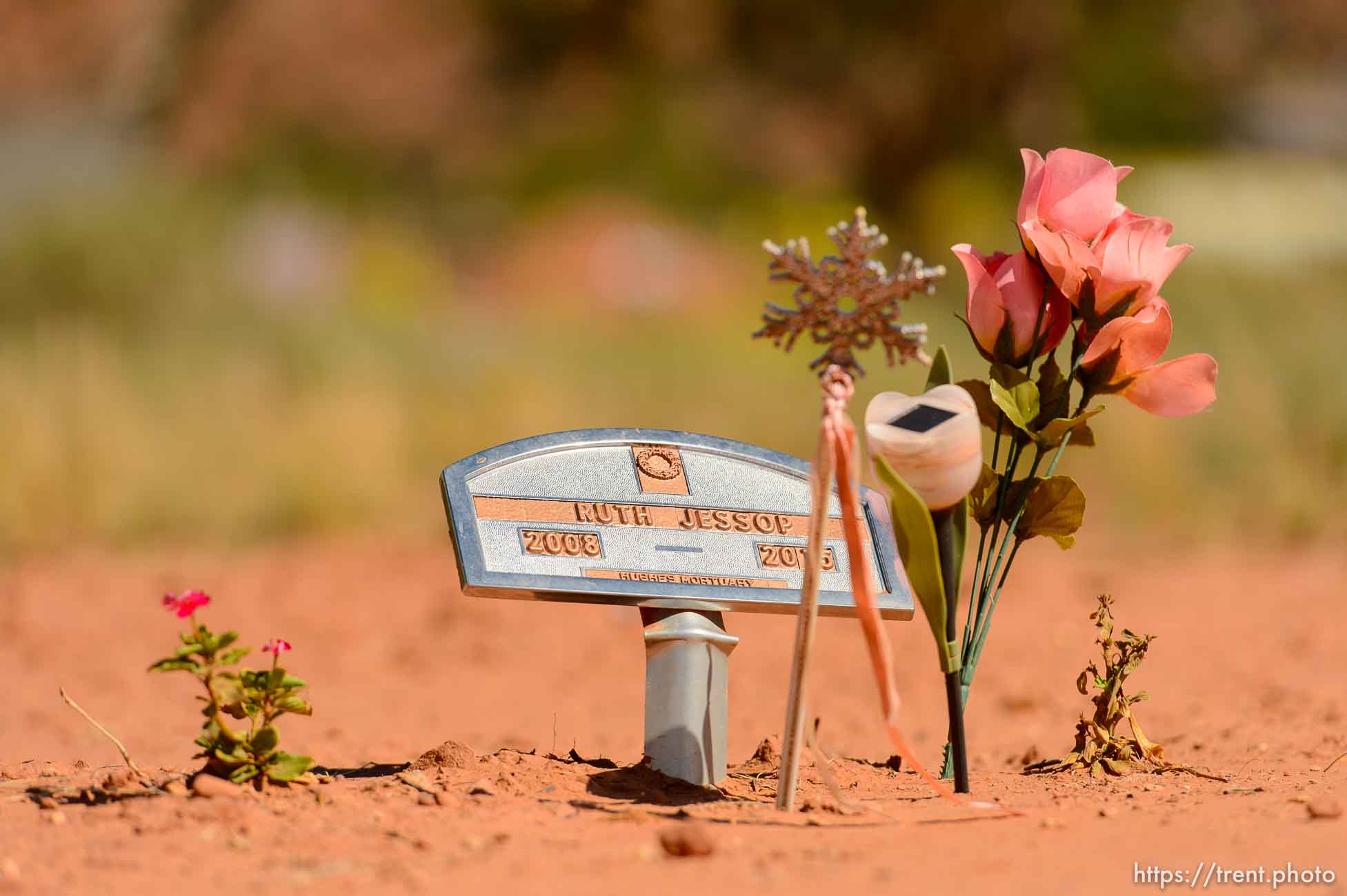 Trent Nelson  |  The Salt Lake Tribune
grave markers for jessop family victims of 2015 flash flood, isaac carling cemetery, Wednesday September 14, 2016. ruth jessop