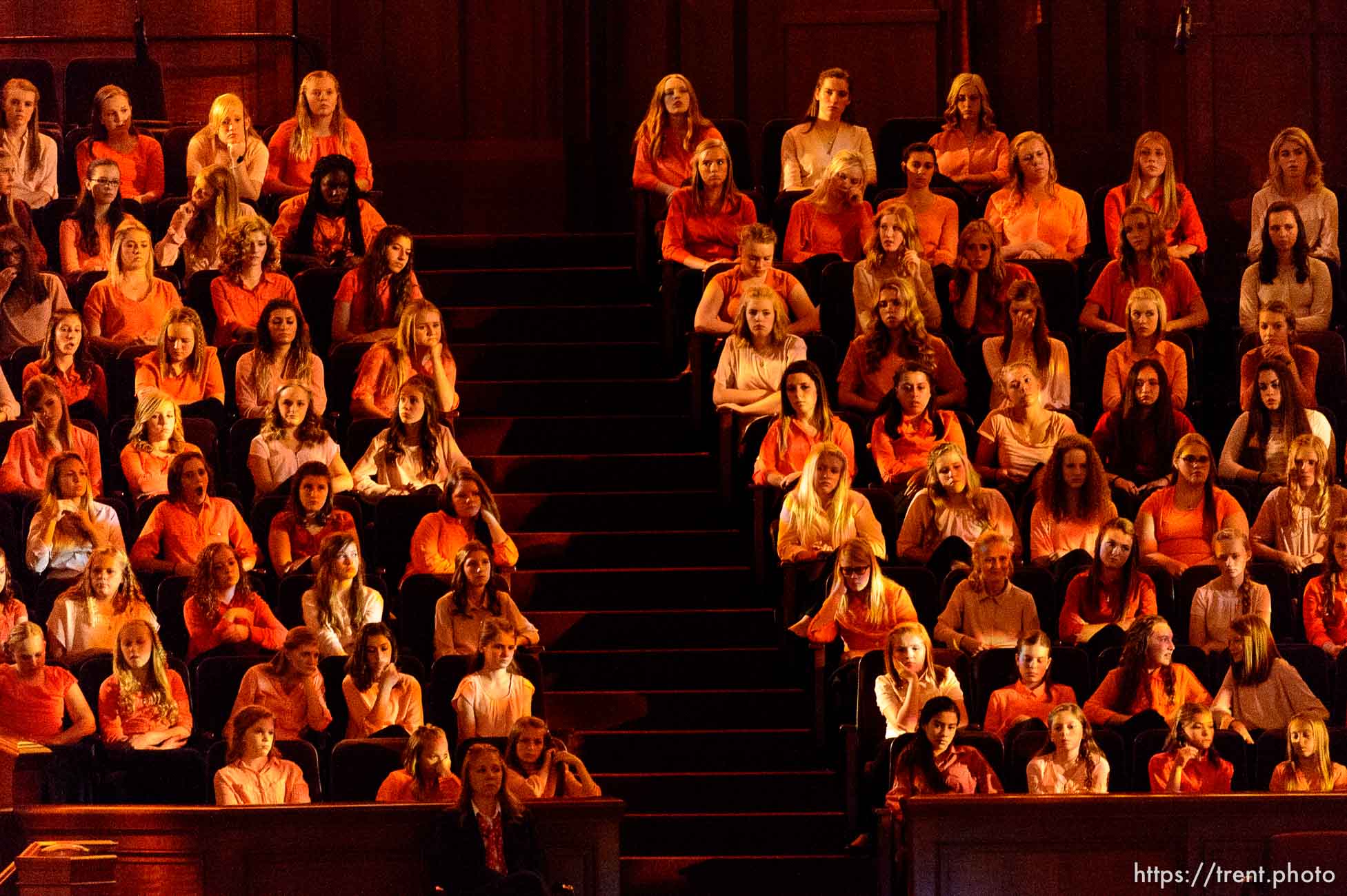 Trent Nelson  |  The Salt Lake Tribune
Youth choir. The general women’s session — the first event in LDS General Conference — will have speakers, choirs and a lot of people on Temple Square
 Saturday September 24, 2016.