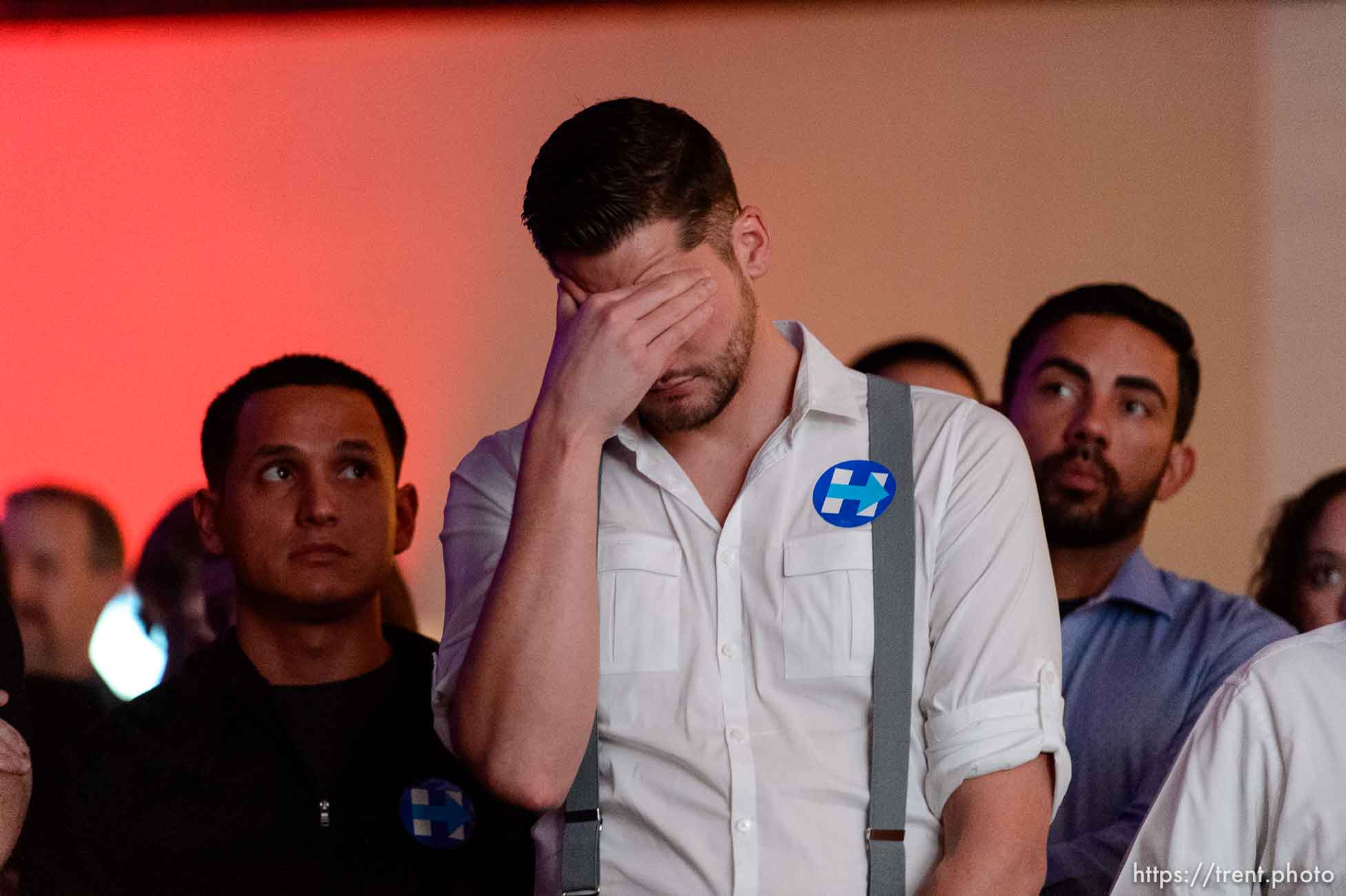 Trent Nelson  |  The Salt Lake Tribune
Reaction to developments in the Presidential election at the Utah Democrats Election Night Party at the Sheraton Hotel in Salt Lake City, Tuesday November 8, 2016.