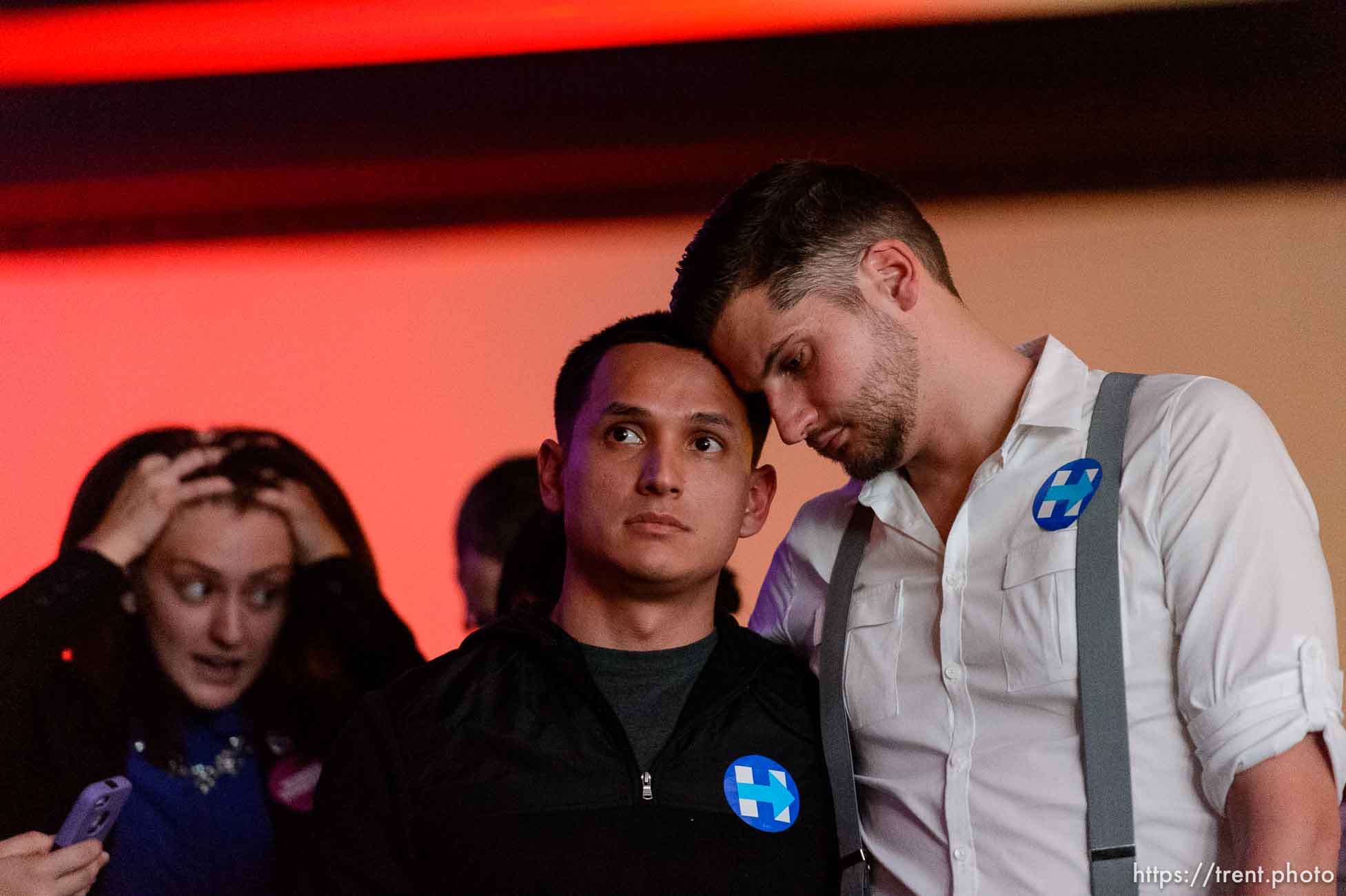 Trent Nelson  |  The Salt Lake Tribune
Reaction to developments in the Presidential election at the Utah Democrats Election Night Party at the Sheraton Hotel in Salt Lake City, Tuesday November 8, 2016.