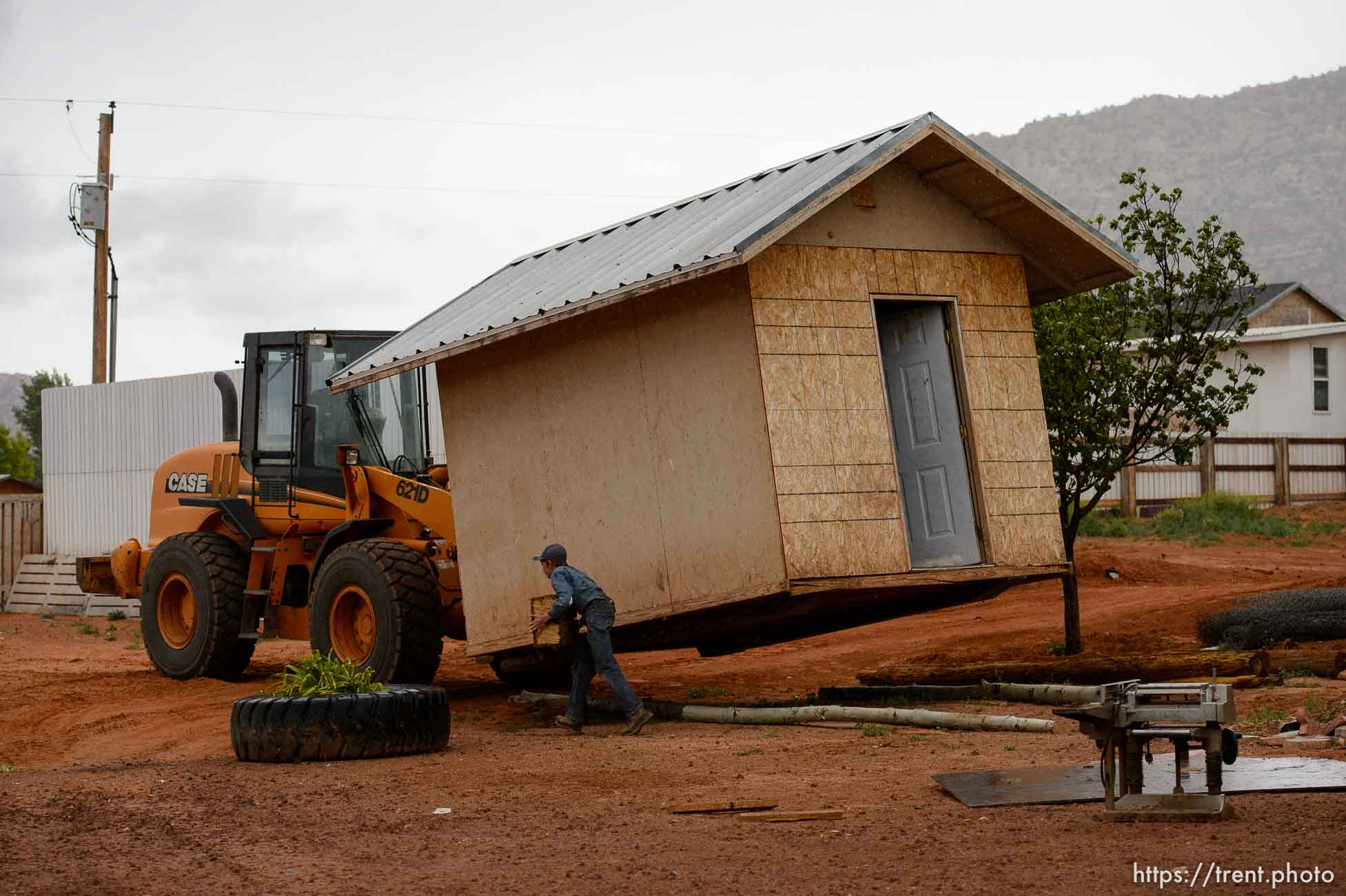 Trent Nelson  |  The Salt Lake Tribune
An FLDS man removes a shed from a property in Colorado City, AZ, Tuesday May 9, 2017, as the locks are changed by the UEP Trust on the home next door.