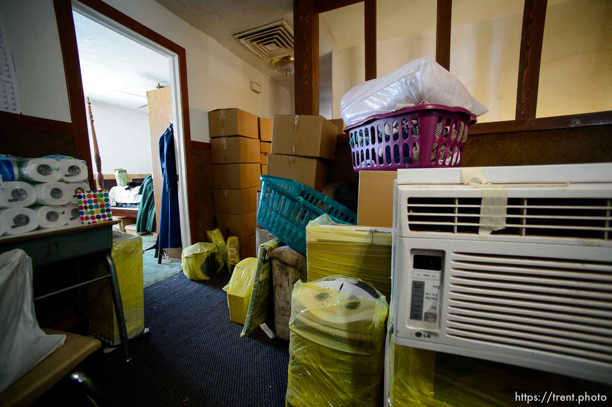 Trent Nelson  |  The Salt Lake Tribune
An FLDS family's belongings are boxed up in preparation for a move after the Hildale home was posted for eviction by the UEP Trust, Thursday May 11, 2017.