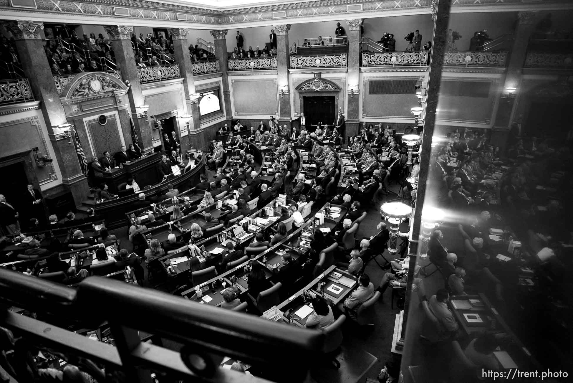 (Trent Nelson | The Salt Lake Tribune)  
Governor Gary Herbert delivers his State of the State address at the Utah Capitol in Salt Lake City on Wednesday Jan. 30, 2019.