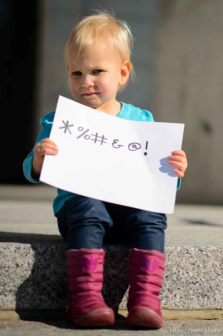 (Trent Nelson | The Salt Lake Tribune)  
A group of students gather to call for action on climate change at the Utah Capitol in Salt Lake City on Friday March 15, 2019. Valerie Kemeny