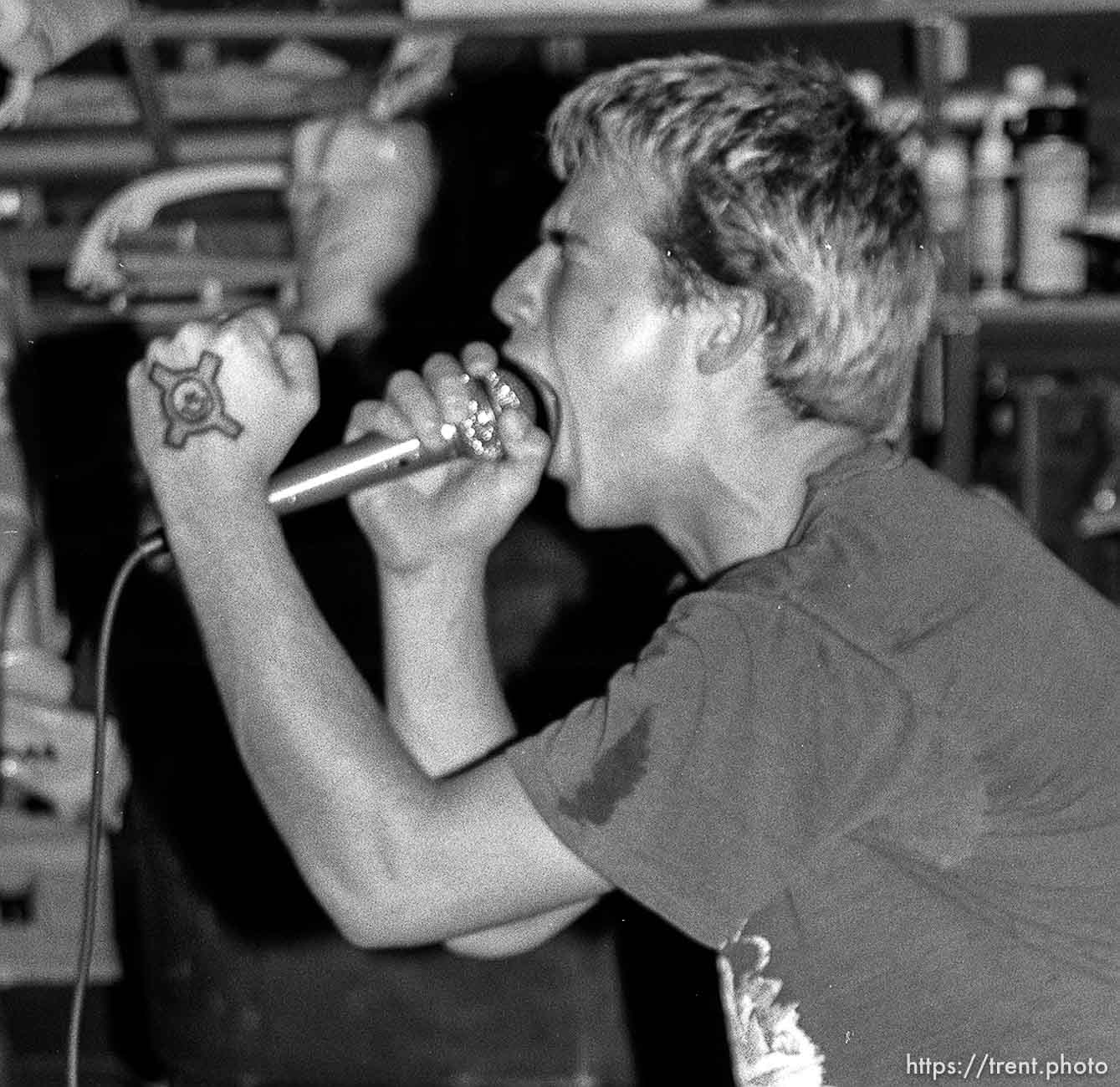 Rabid Lassie practice in Wade's garage.