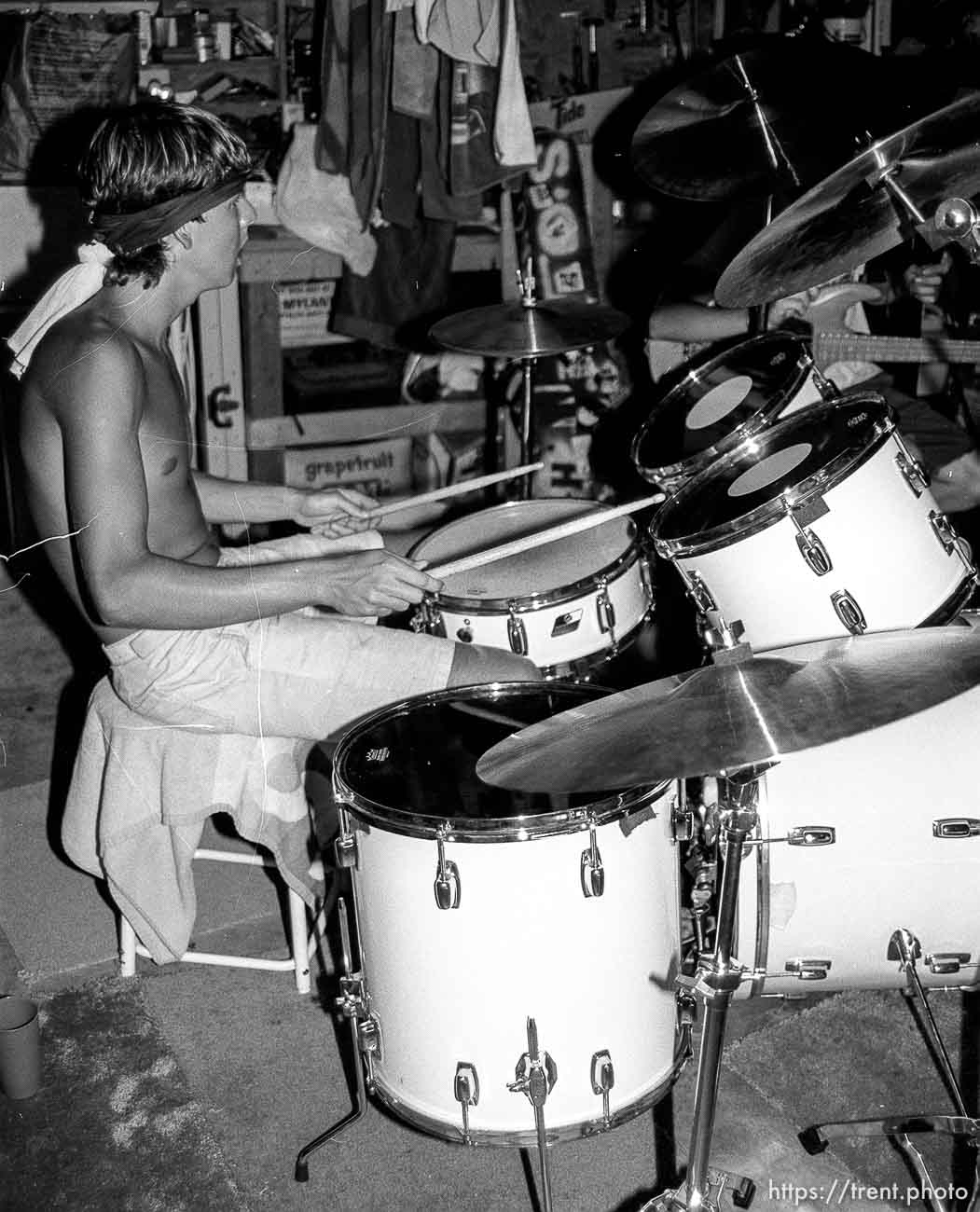 Rabid Lassie practice in Wade's garage.