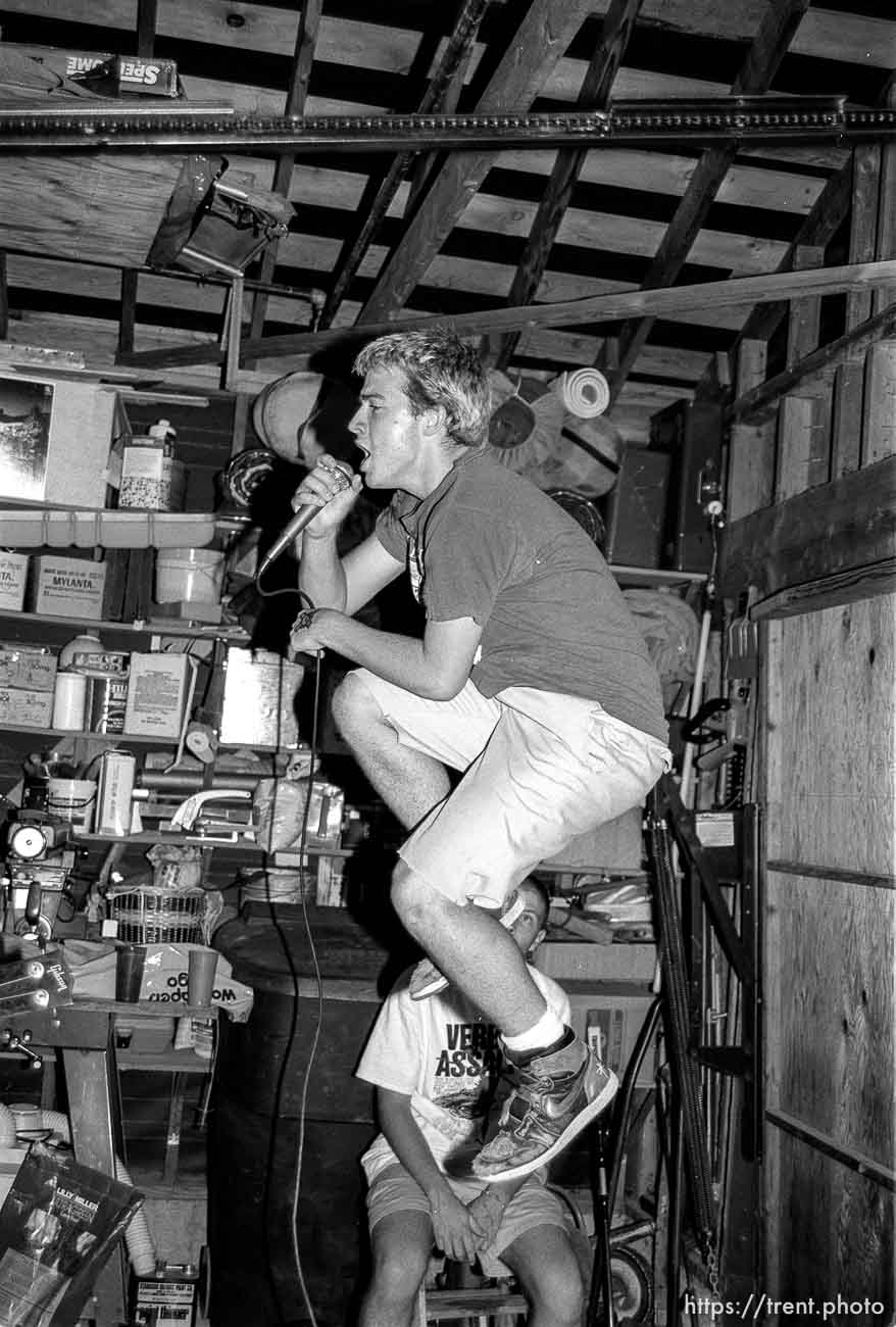 Rabid Lassie practice in Wade's garage.