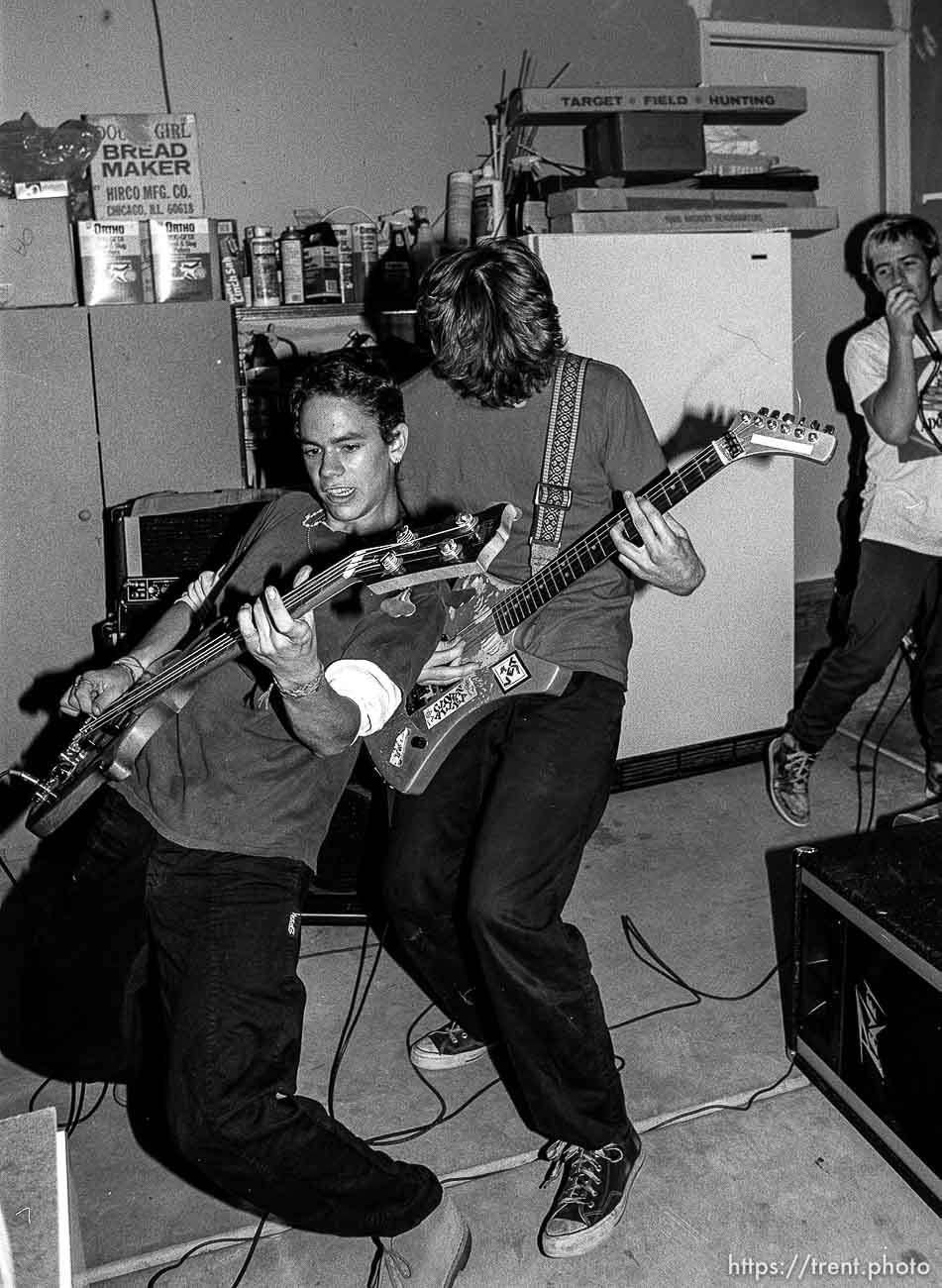 Rabid Lassie practice in Trent's garage.