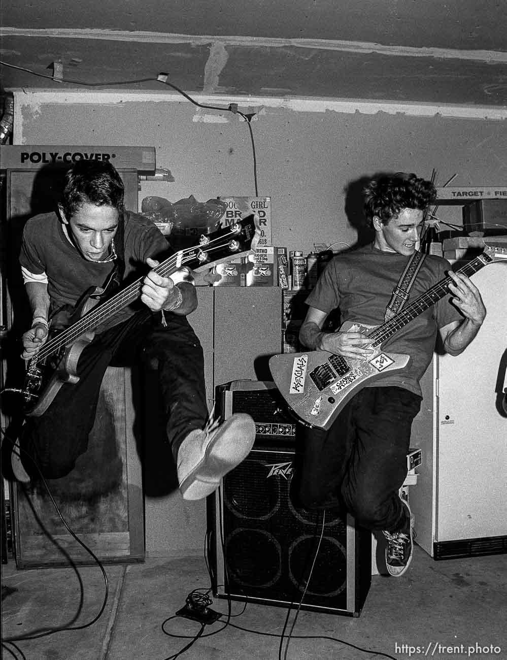 Rabid Lassie practice in Trent's garage.