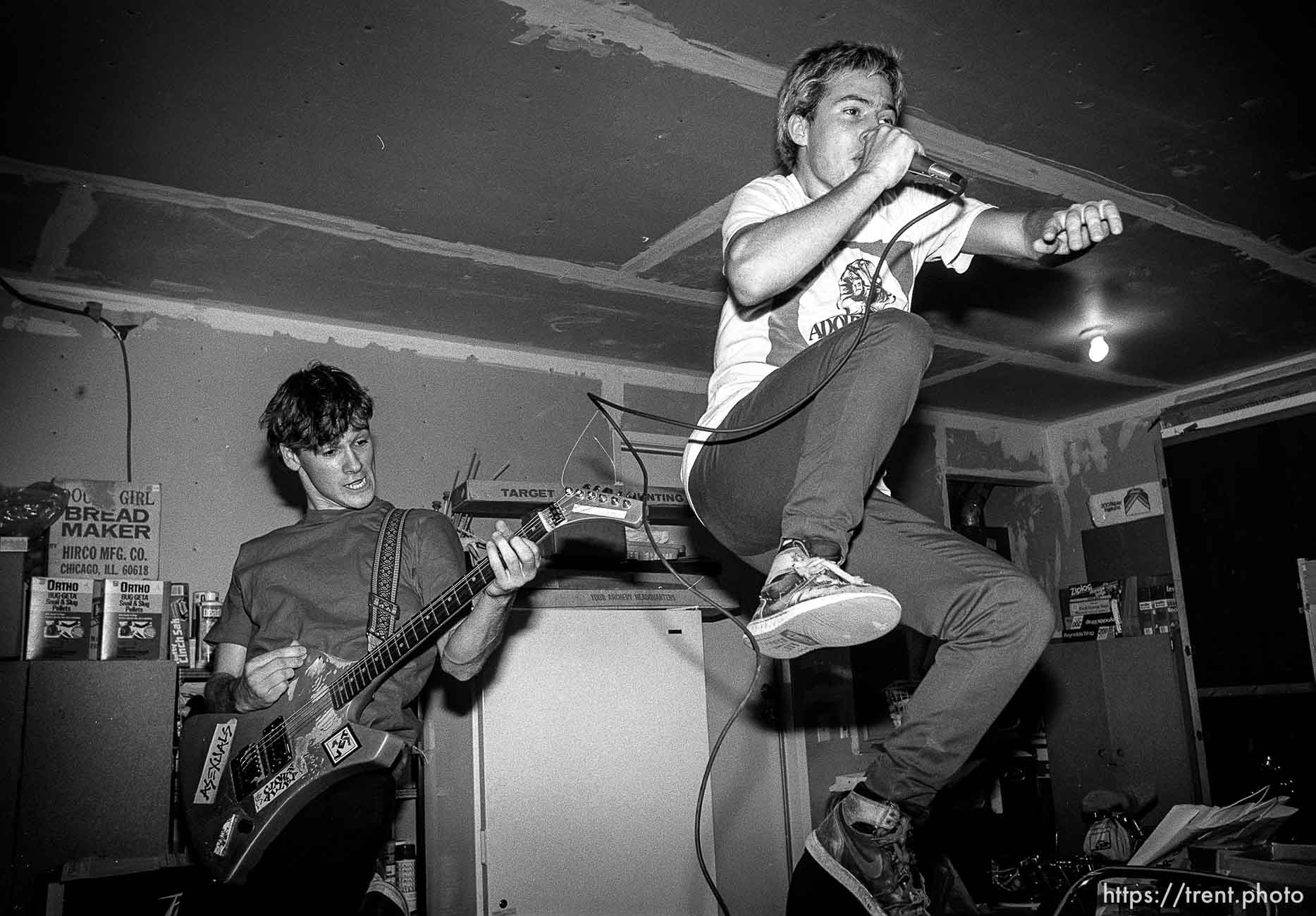 Rabid Lassie practice in Trent's garage.