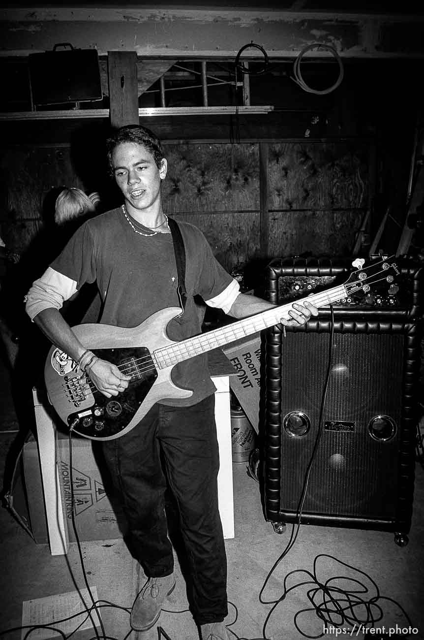 Rabid Lassie practice in Trent's garage.