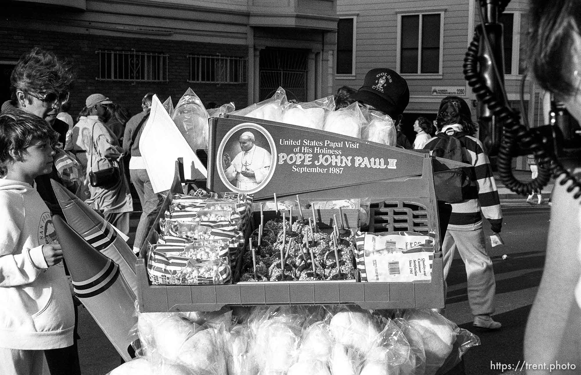 Souvenirs for sale at the Pope's visit.