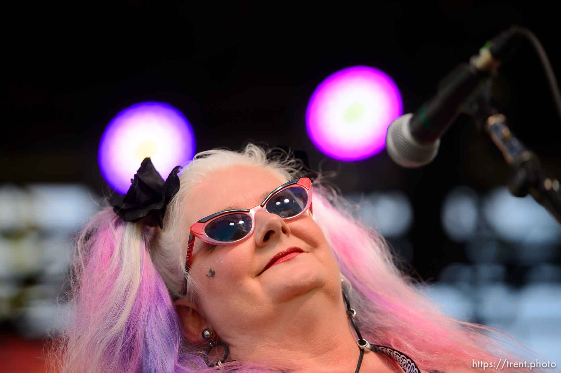 (Trent Nelson  |  The Salt Lake Tribune)
Leisl Aetna Bonelli of Orphans Cabaret, performing at the Utah Pride Festival in Salt Lake City on Saturday June 1, 2019.