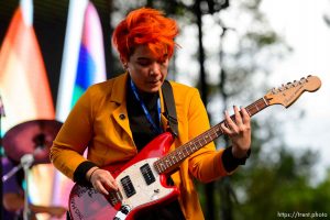 (Trent Nelson  |  The Salt Lake Tribune)
Casper Hess of Rebel Rebel performing at the Utah Pride Festival in Salt Lake City on Saturday June 1, 2019.