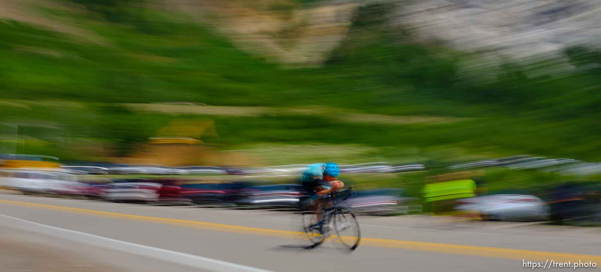 (Trent Nelson  |  The Salt Lake Tribune)  
Warm ups. The Prologue of the Tour of Utah in Little Cottonwood Canyon on Monday Aug. 12, 2019.