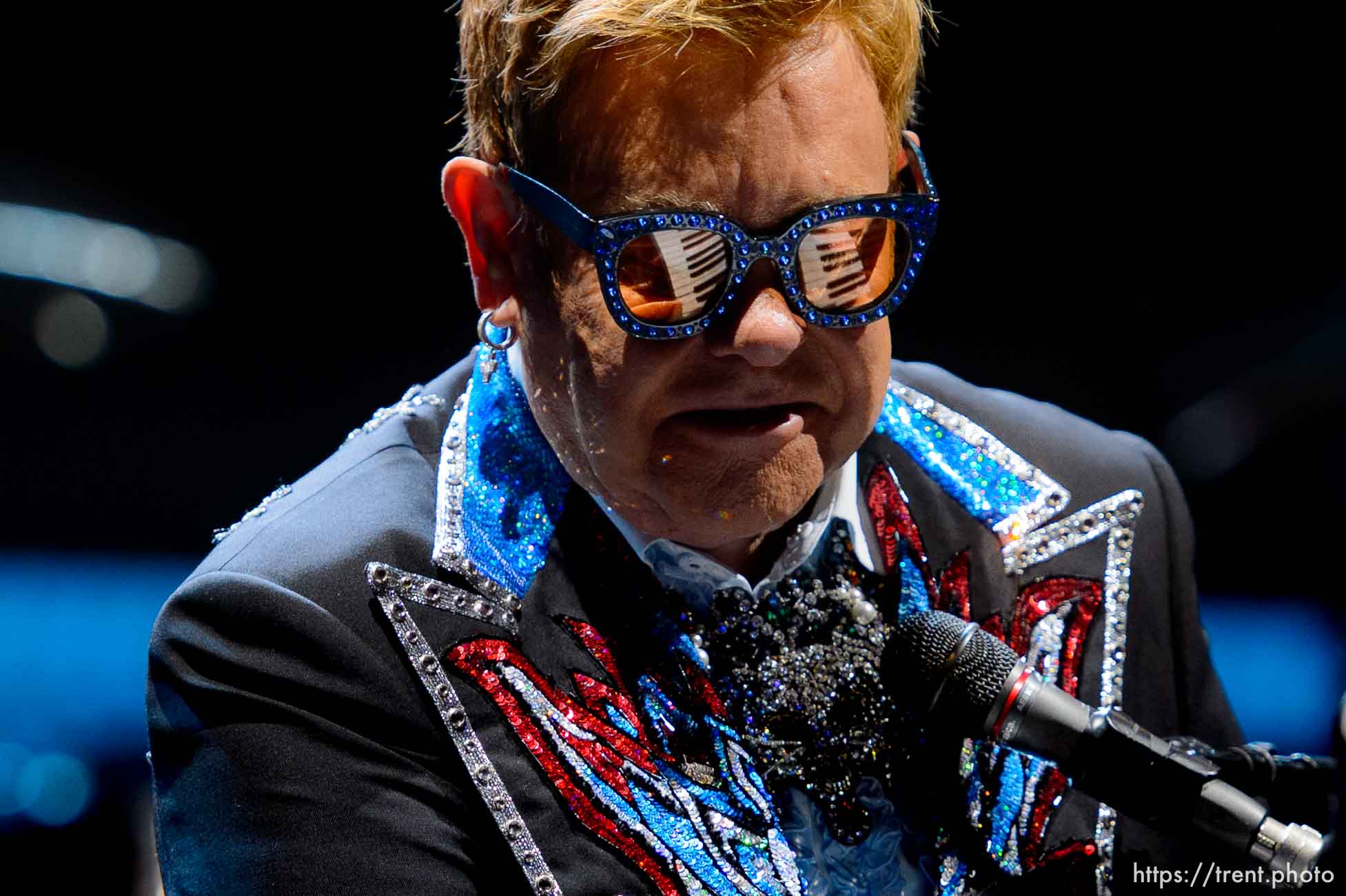 (Trent Nelson  |  The Salt Lake Tribune)  
Elton John performs in Salt Lake City on Wednesday Sept. 4, 2019.