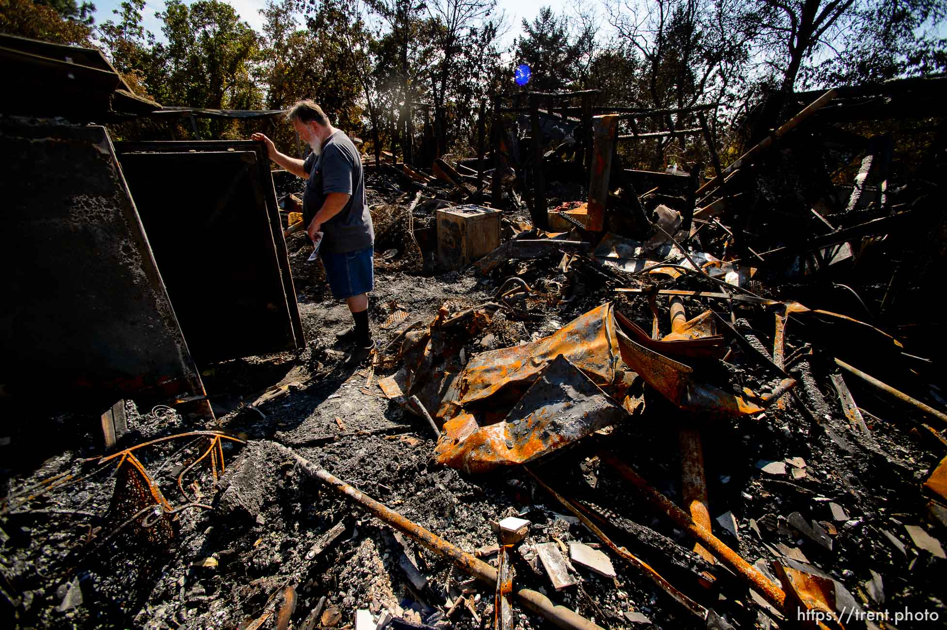 (Trent Nelson  |  The Salt Lake Tribune)  
Daniel Fisher in the remains of his Bountiful home on Friday Sept. 6, 2019.