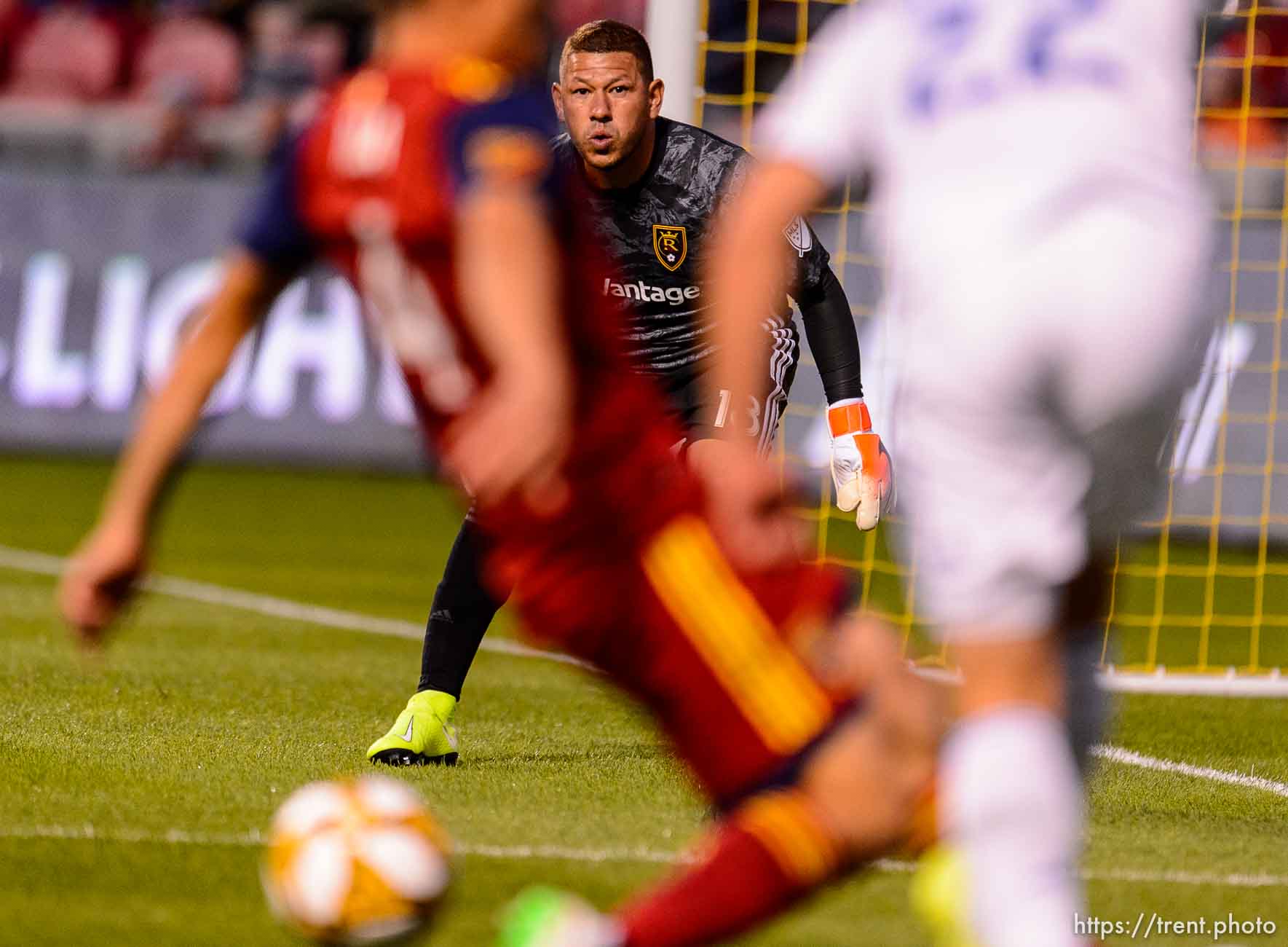 (Trent Nelson  |  The Salt Lake Tribune)  
Real Salt Lake goalkeeper Nick Rimando (18) as Real Salt Lake hosts the San Jose Earthquakes, MLS soccer at Rio Tinto Stadium in Sandy on Wednesday Sept. 11, 2019.