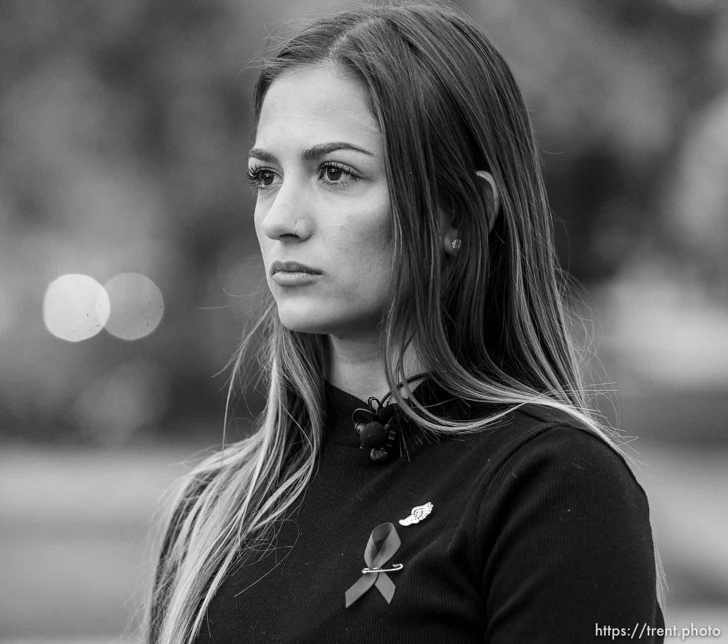 (Trent Nelson  |  The Salt Lake Tribune)
University of Utah Track & Field athlete Brooke Martin talks about her friend Lauren McCluskey following a vigil at the University of Utah in Salt Lake City on Tuesday Oct. 22, 2019.