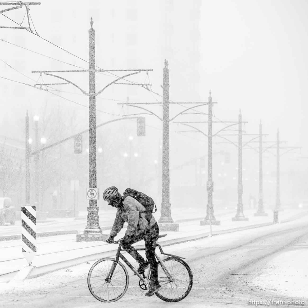 (Trent Nelson  |  The Salt Lake Tribune) 
Snow falls in Salt Lake City on Monday Nov. 25, 2019.