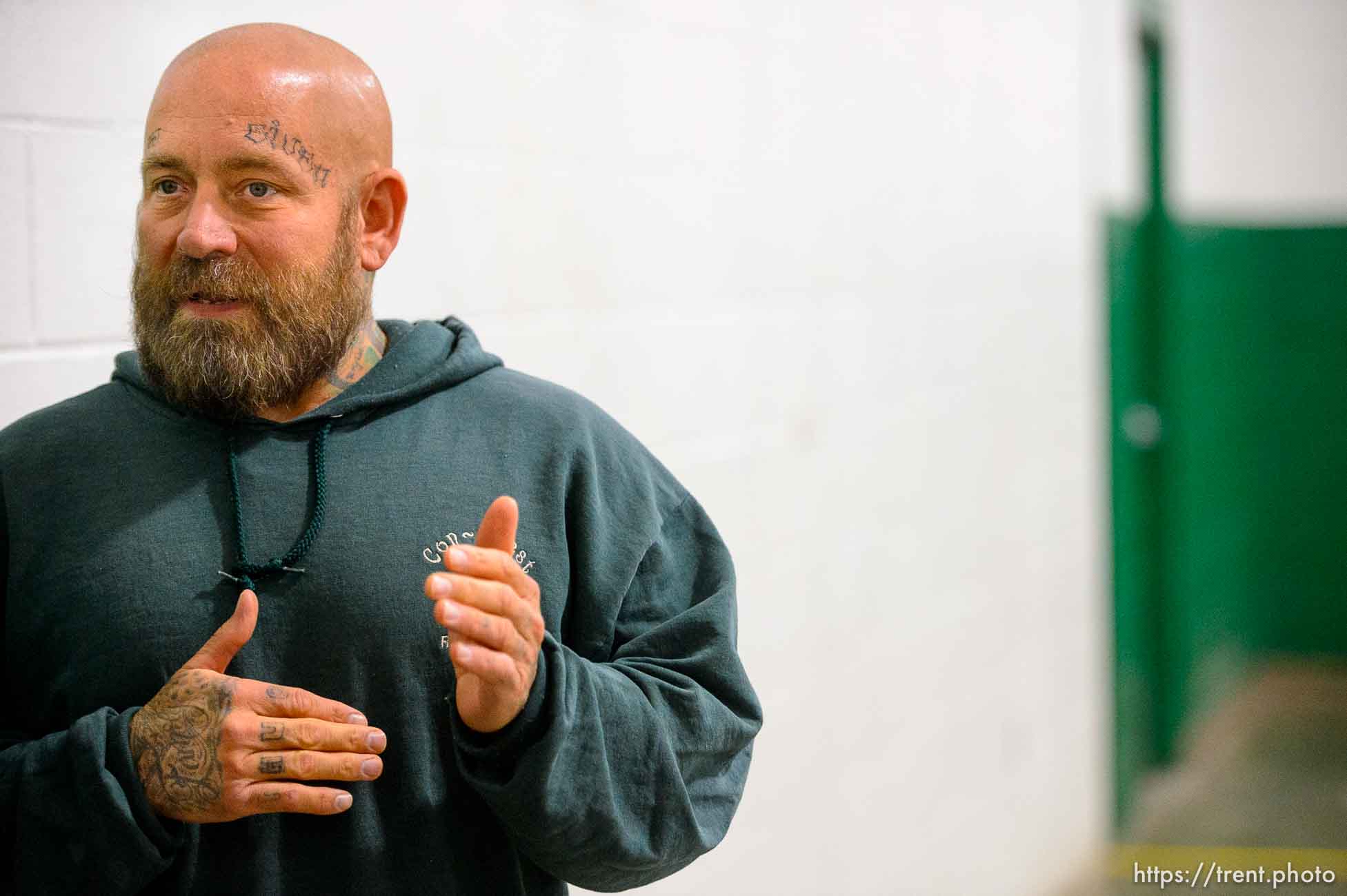 (Trent Nelson  |  The Salt Lake Tribune)
Jeff Zorad, an inmate at the Utah State Prison, at a meeting of the New Visions Speech Club in the prison's Promontory facility in Draper on Tuesday Dec. 3, 2019.