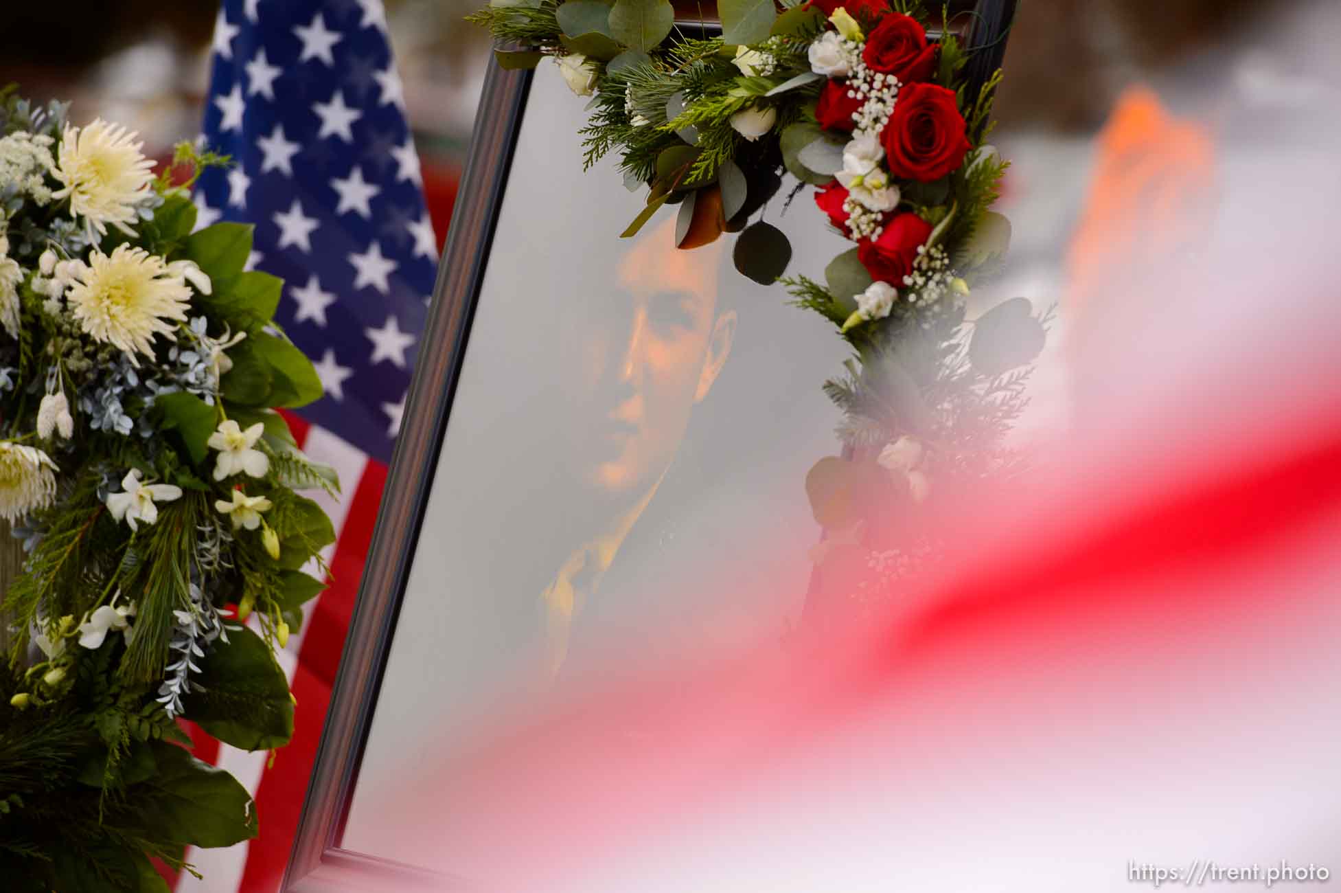 (Trent Nelson  |  The Salt Lake Tribune)
 during services for Marine Pfc. Robert J. Hatch  at the Bountiful City Cemetery on Saturday Dec. 14, 2019. Hatch was killed in action Nov. 22, 1943 on the island of Betio.