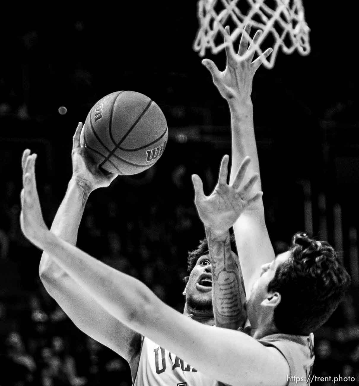 (Trent Nelson  |  The Salt Lake Tribune) Utah Utes forward Timmy Allen (1) shoots as the University of Utah hosts Oregon State, NCAA men's basketball in Salt Lake City on Thursday, Jan. 2, 2020.