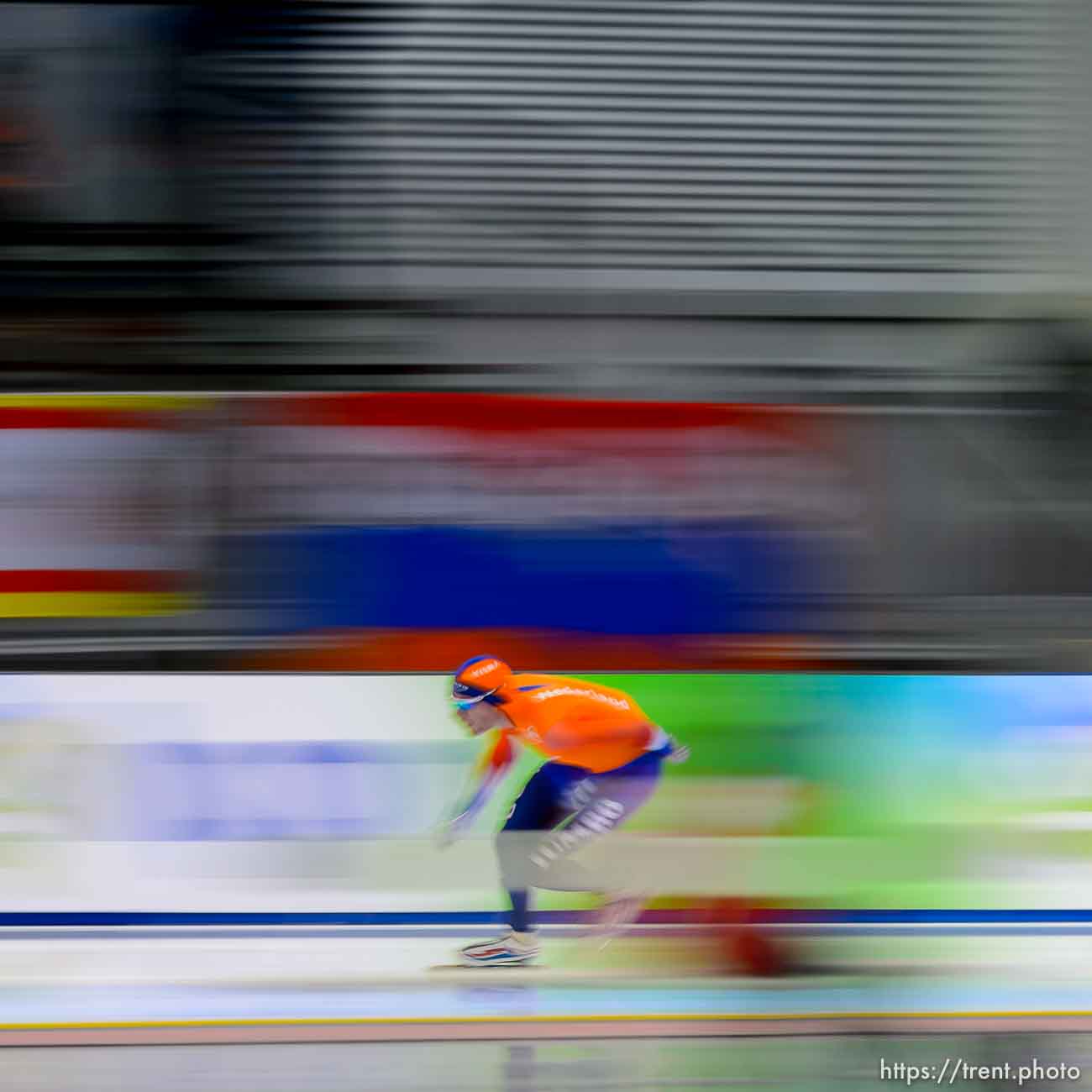 (Trent Nelson  |  The Salt Lake Tribune) Patrick Roest (Netherlands) in the Men 5000m at the ISU World Single Distances Speed Skating Championships at the Utah Olympic Oval in Kearns on Thursday, Feb. 13, 2020.