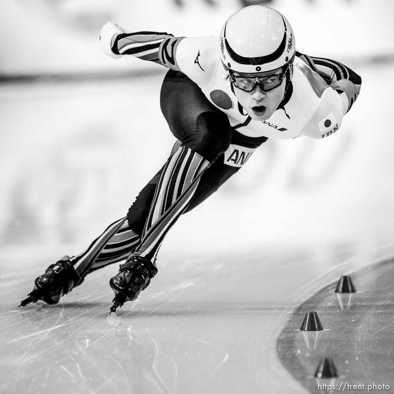 (Trent Nelson  |  The Salt Lake Tribune) Yamato Matsui (Japan) competes in Men Team Sprint at the ISU World Single Distances Speed Skating Championships at the Utah Olympic Oval in Kearns on Thursday, Feb. 13, 2020.