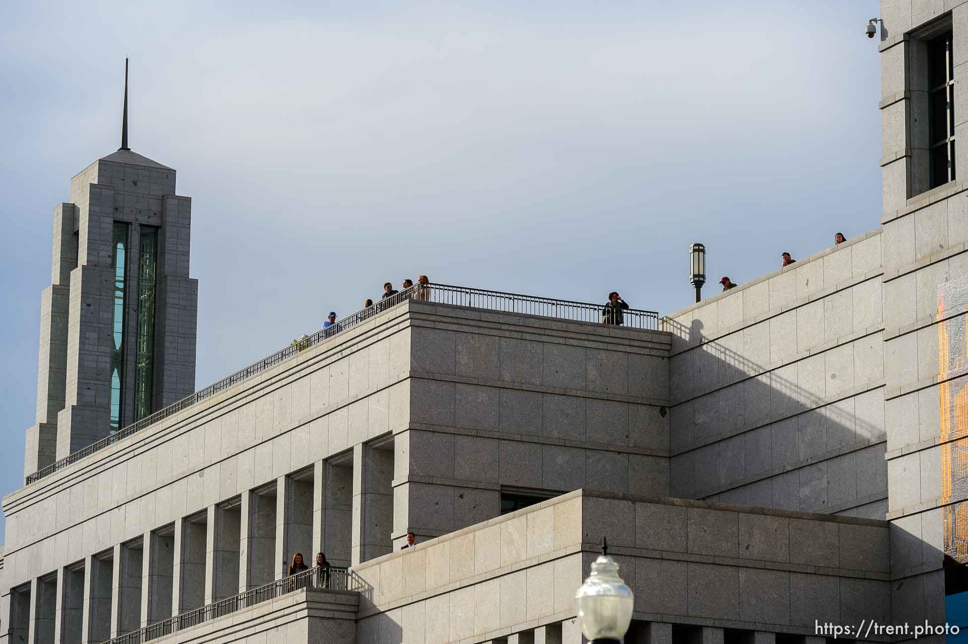 (Trent Nelson  |  The Salt Lake Tribune) Onlookers at a rally about BYU's changing position on “romantic behavior” by same-sex couples, in Salt Lake City on Friday, March 6, 2020.