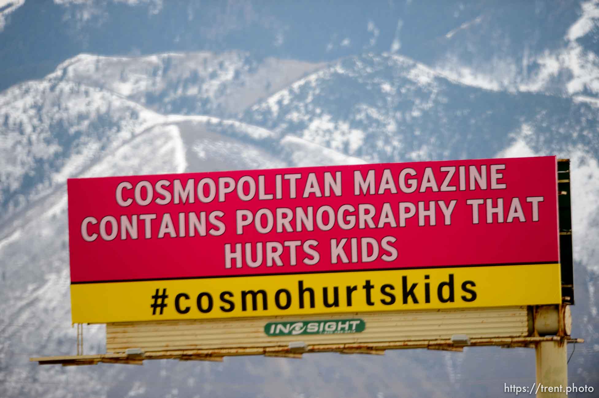 cosmopolitan magazine contains pornography that hurts kids billboards, i-15 on Saturday, March 7, 2020.