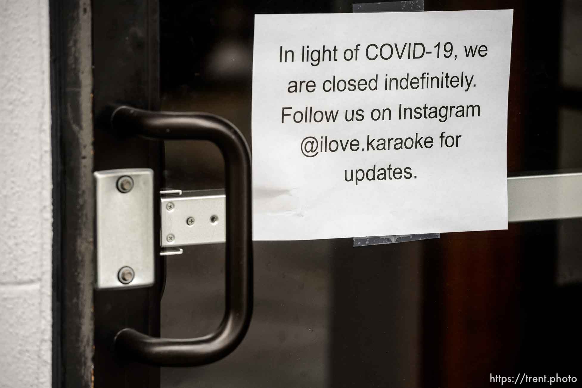 (Trent Nelson  |  The Salt Lake Tribune) A sign on a closed business in downtown Salt Lake City on Monday, March 23, 2020.