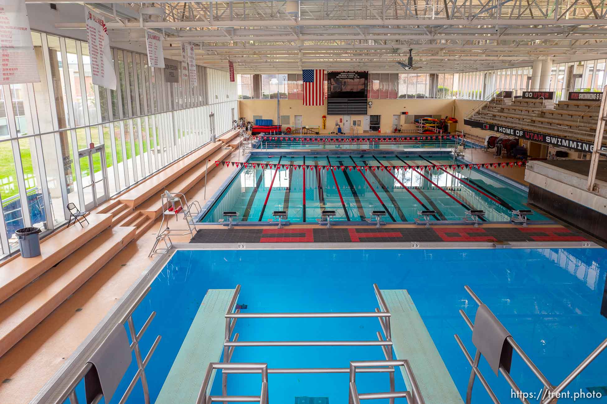 (Trent Nelson  |  The Salt Lake Tribune) The Ute Natatorium on the University of Utah campus in Salt Lake City, quiet and empty on Tuesday, April 7, 2020.