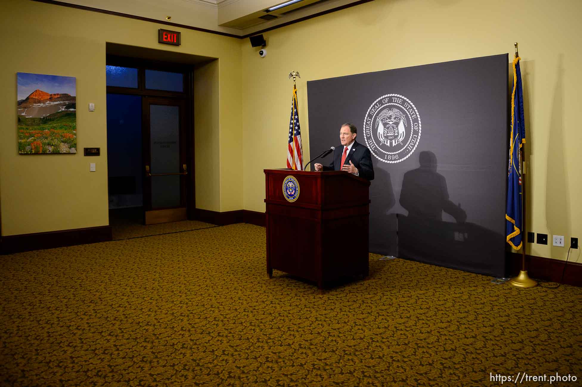 (Trent Nelson  |  The Salt Lake Tribune) Gov. Gary Herbert speaks at a news conference in Salt Lake City on Thursday, May 7, 2020.