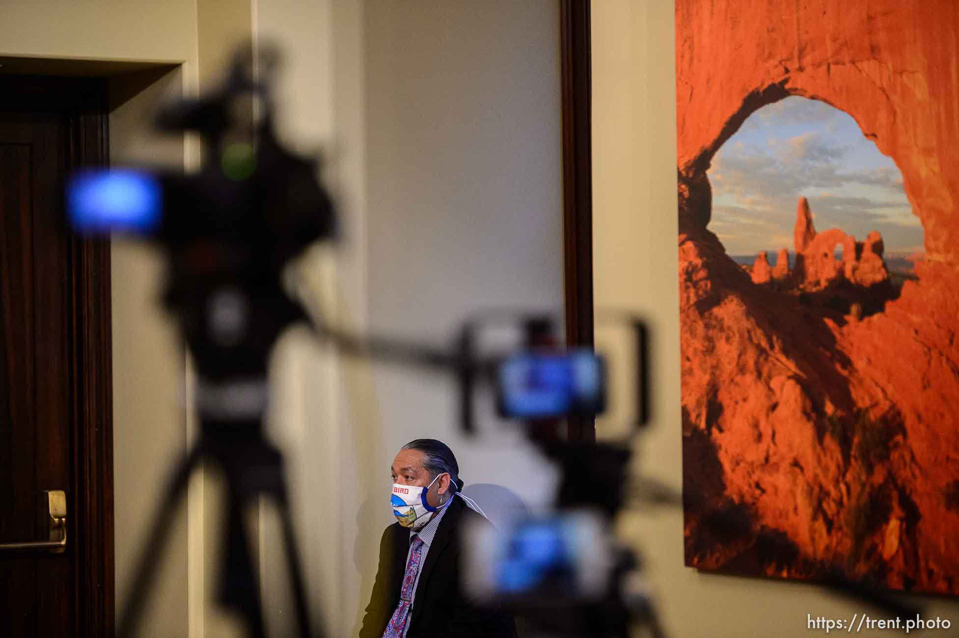 (Trent Nelson  |  The Salt Lake Tribune) Dustin Jansen, director for the Utah Division of Indian Affairs, at a news conference in Salt Lake City on Thursday, May 28, 2020.