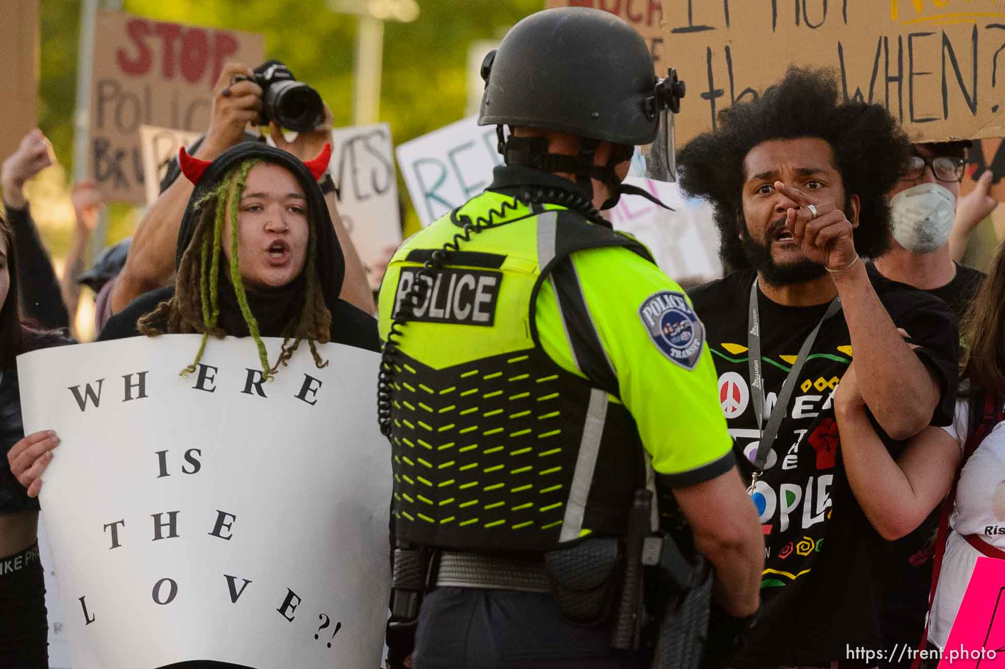 (Trent Nelson  |  The Salt Lake Tribune) Protesters march against police brutality in Salt Lake City on Tuesday, June 2, 2020.