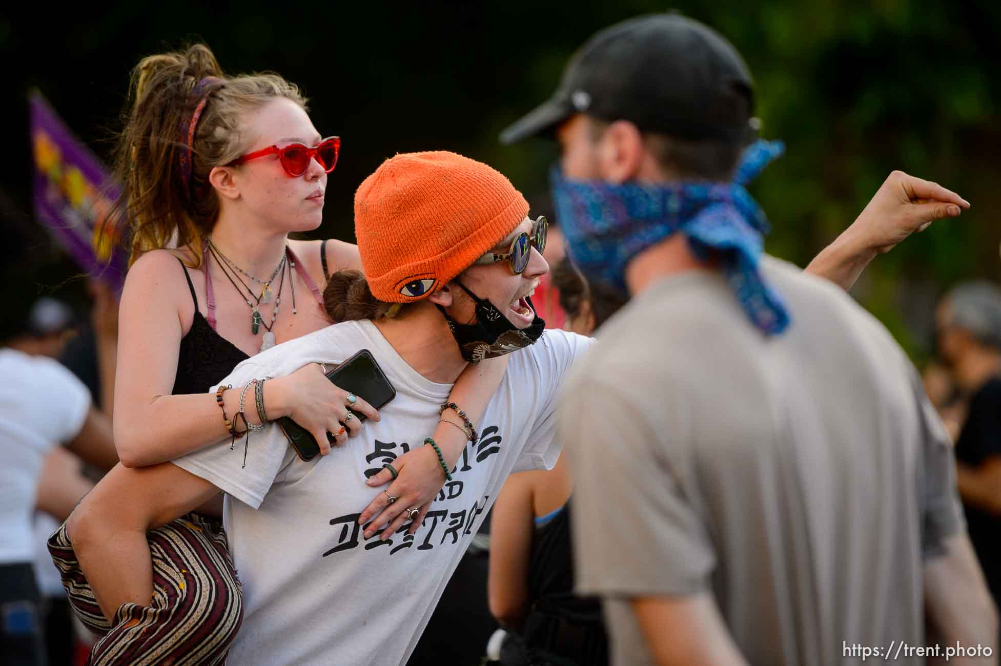 (Trent Nelson  |  The Salt Lake Tribune) Protesters march against police brutality in Salt Lake City on Tuesday, June 2, 2020.