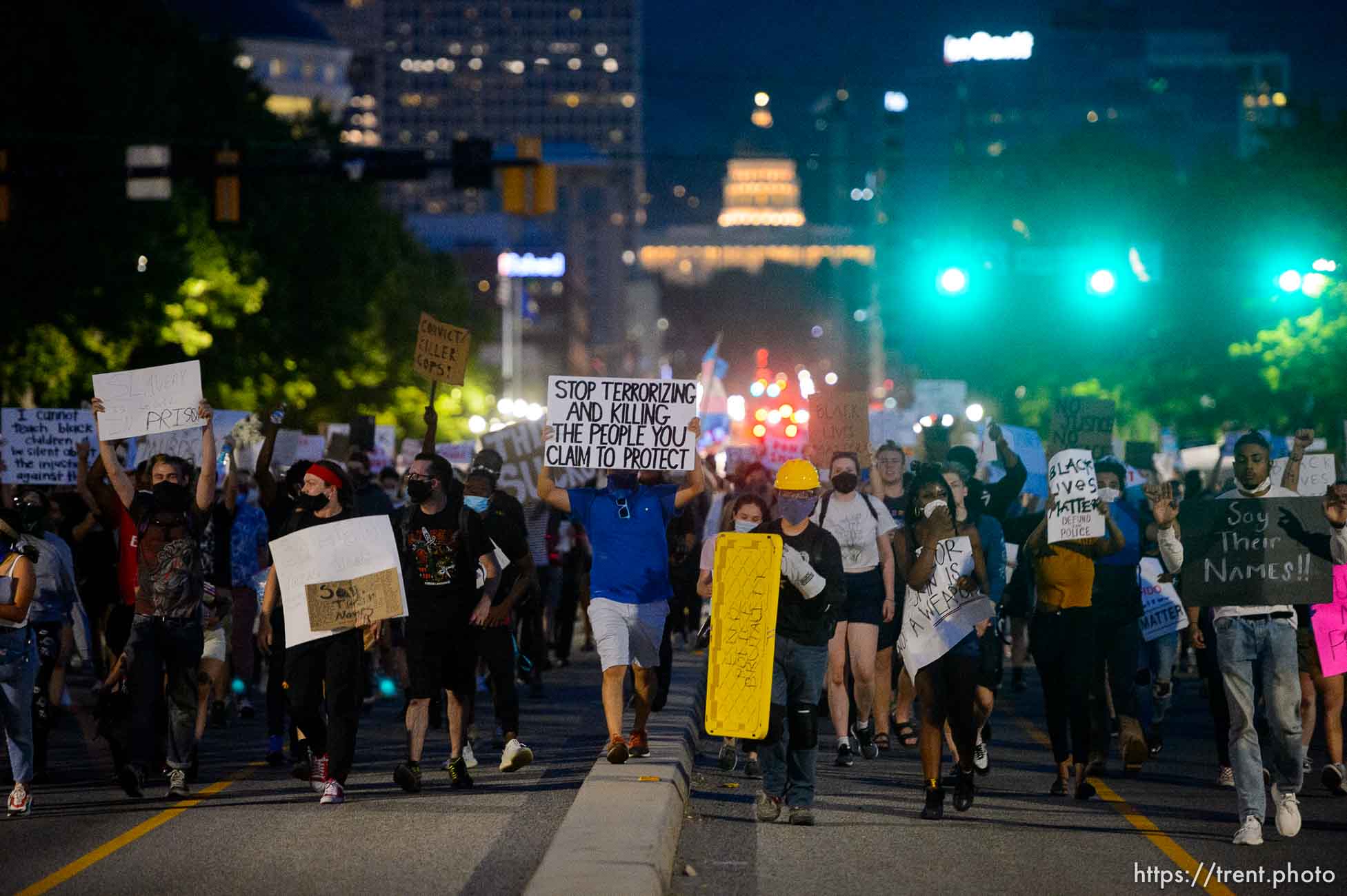 (Trent Nelson  |  The Salt Lake Tribune) Protesters march against police brutality rally in Salt Lake City on Friday, June 5, 2020.