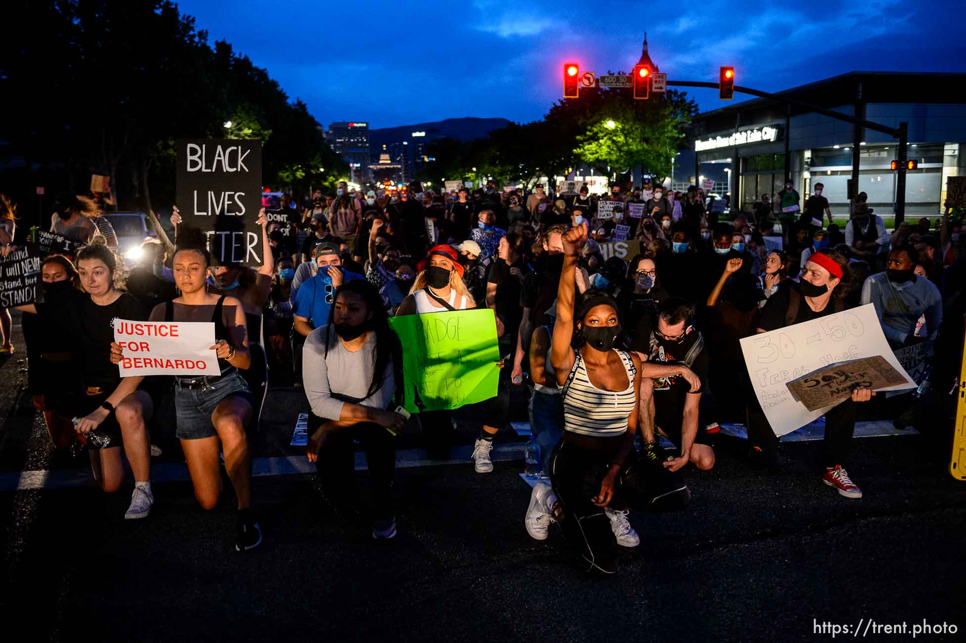 (Trent Nelson  |  The Salt Lake Tribune) Protesters march against police brutality rally in Salt Lake City on Friday, June 5, 2020.