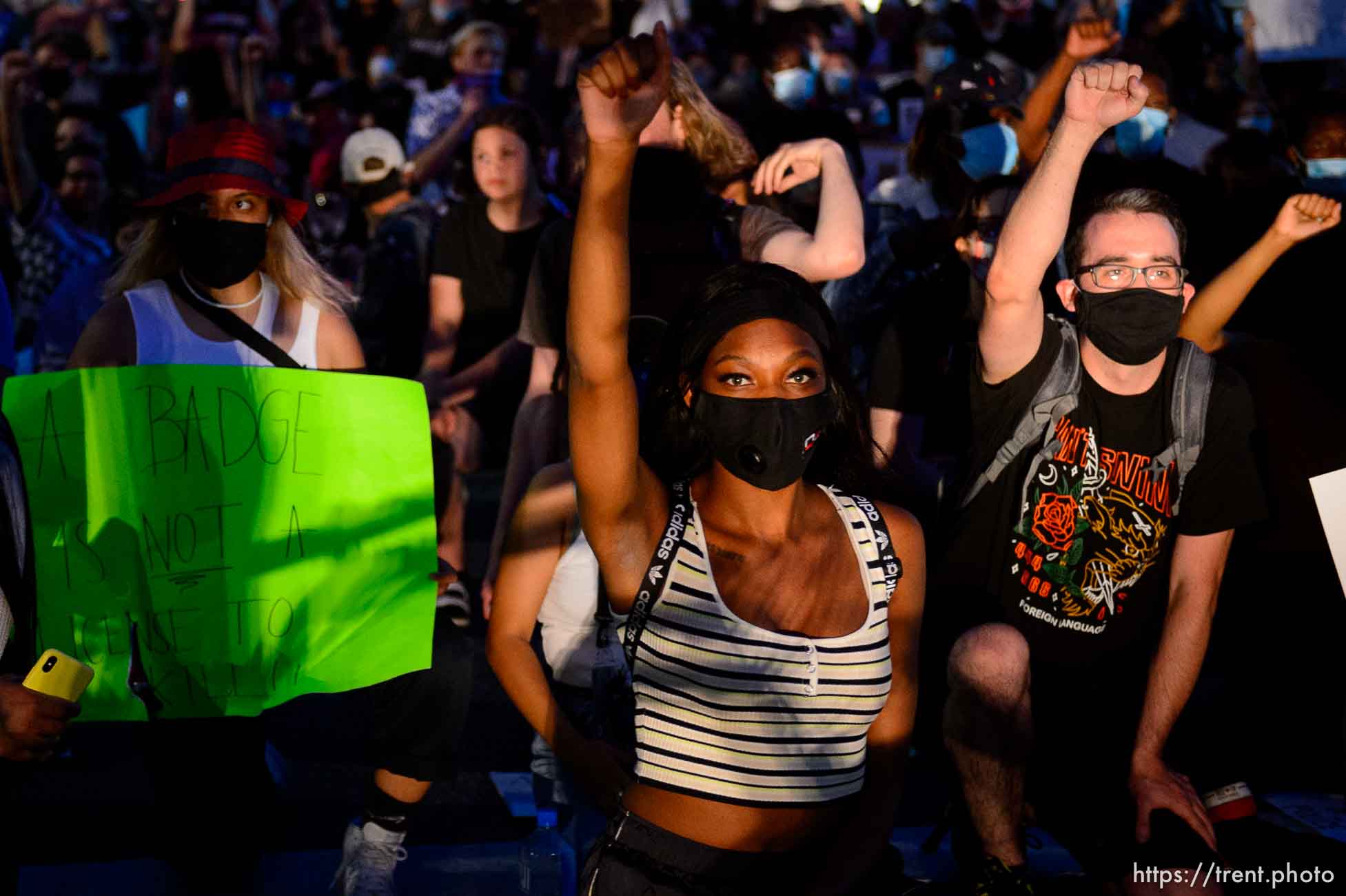 (Trent Nelson  |  The Salt Lake Tribune) Protesters march against police brutality rally in Salt Lake City on Friday, June 5, 2020.