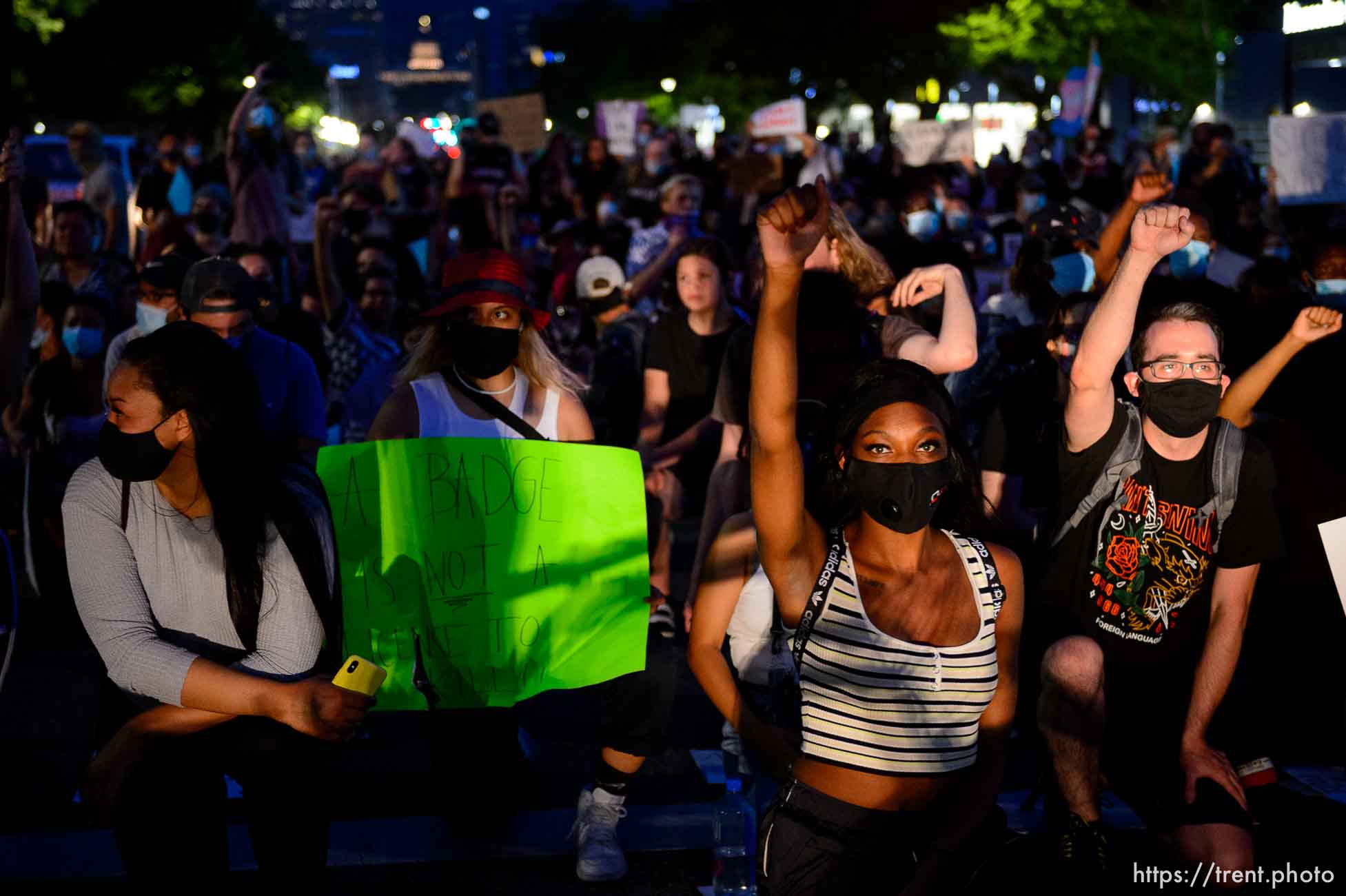 (Trent Nelson  |  The Salt Lake Tribune) Protesters march against police brutality rally in Salt Lake City on Friday, June 5, 2020.