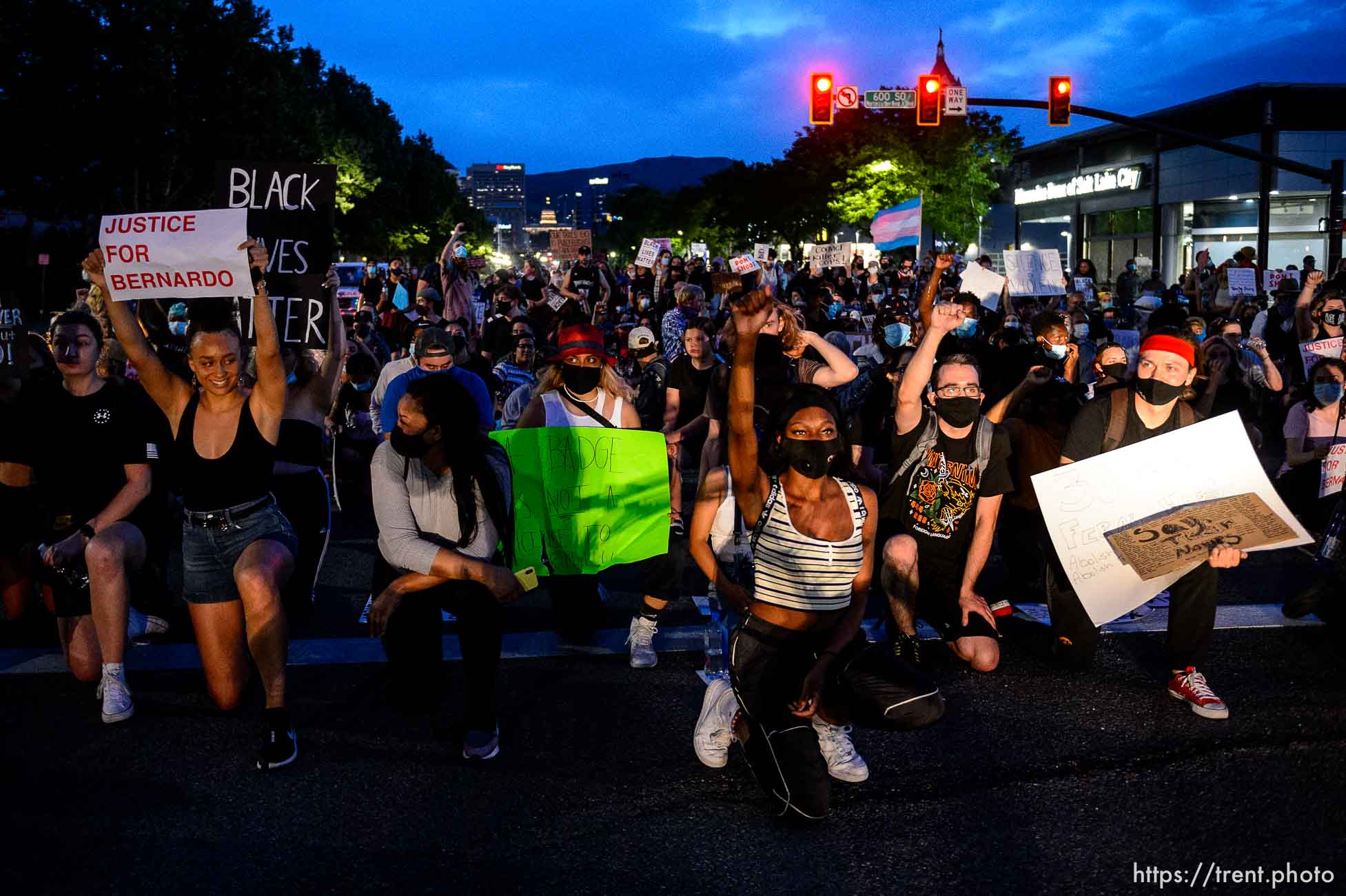 (Trent Nelson  |  The Salt Lake Tribune) Protesters march against police brutality rally in Salt Lake City on Friday, June 5, 2020.