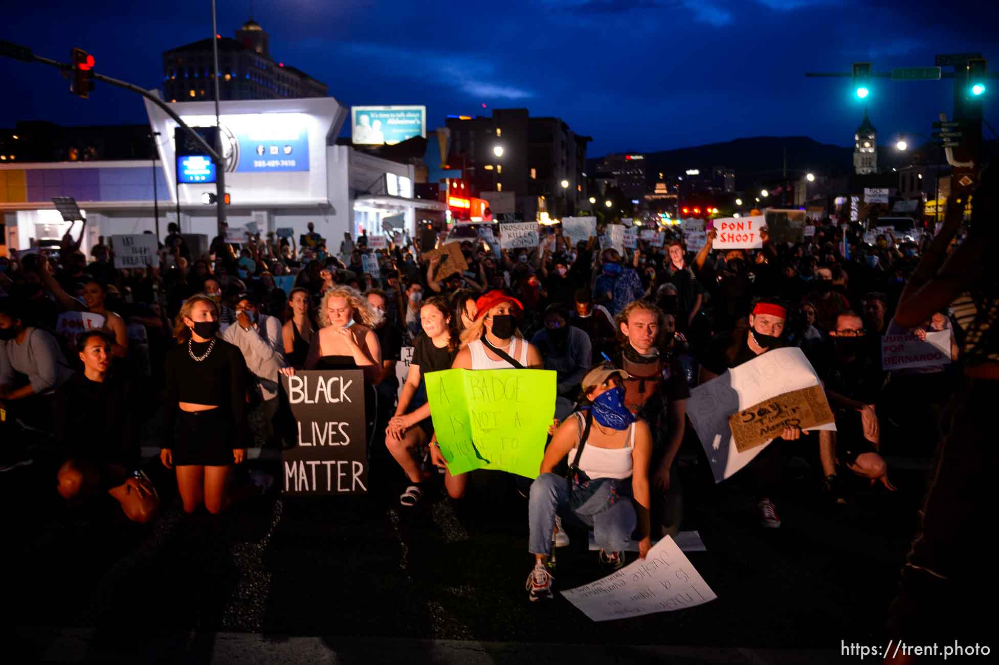 (Trent Nelson  |  The Salt Lake Tribune) Protesters march against police brutality rally in Salt Lake City on Friday, June 5, 2020.