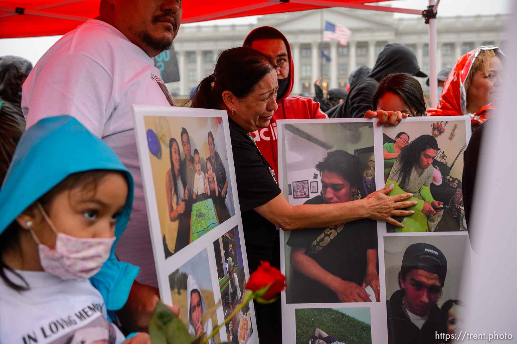 (Trent Nelson  |  The Salt Lake Tribune) Surrounded by family, Lucy Carbajal grieves for her son Bernardo Palacios-Carbajal at a vigil at the State Capitol in Salt Lake City on Saturday, June 6, 2020.