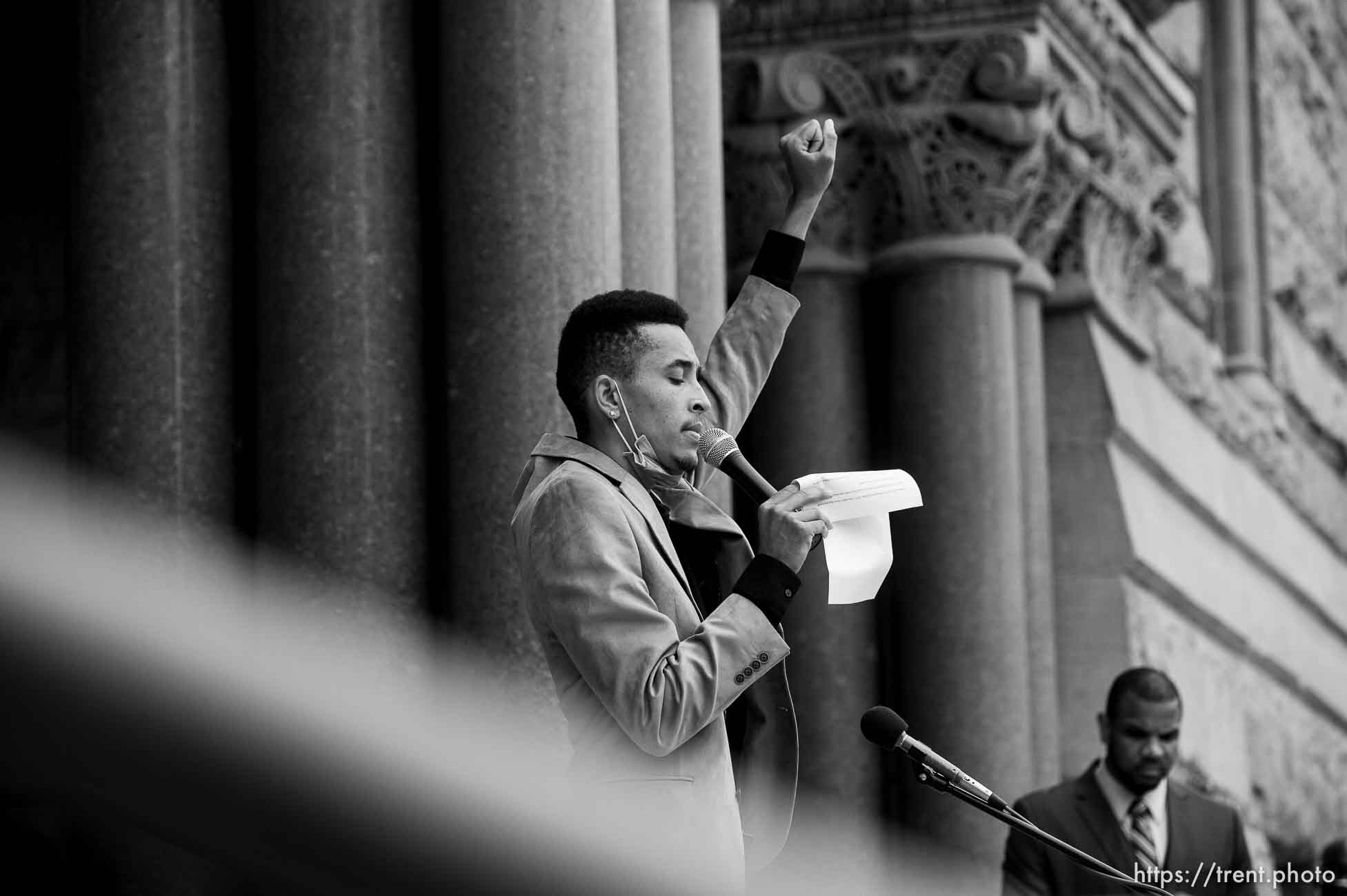 (Trent Nelson  |  The Salt Lake Tribune) MJ Powell speaks at a rally in Salt Lake City on Saturday, June 6, 2020.