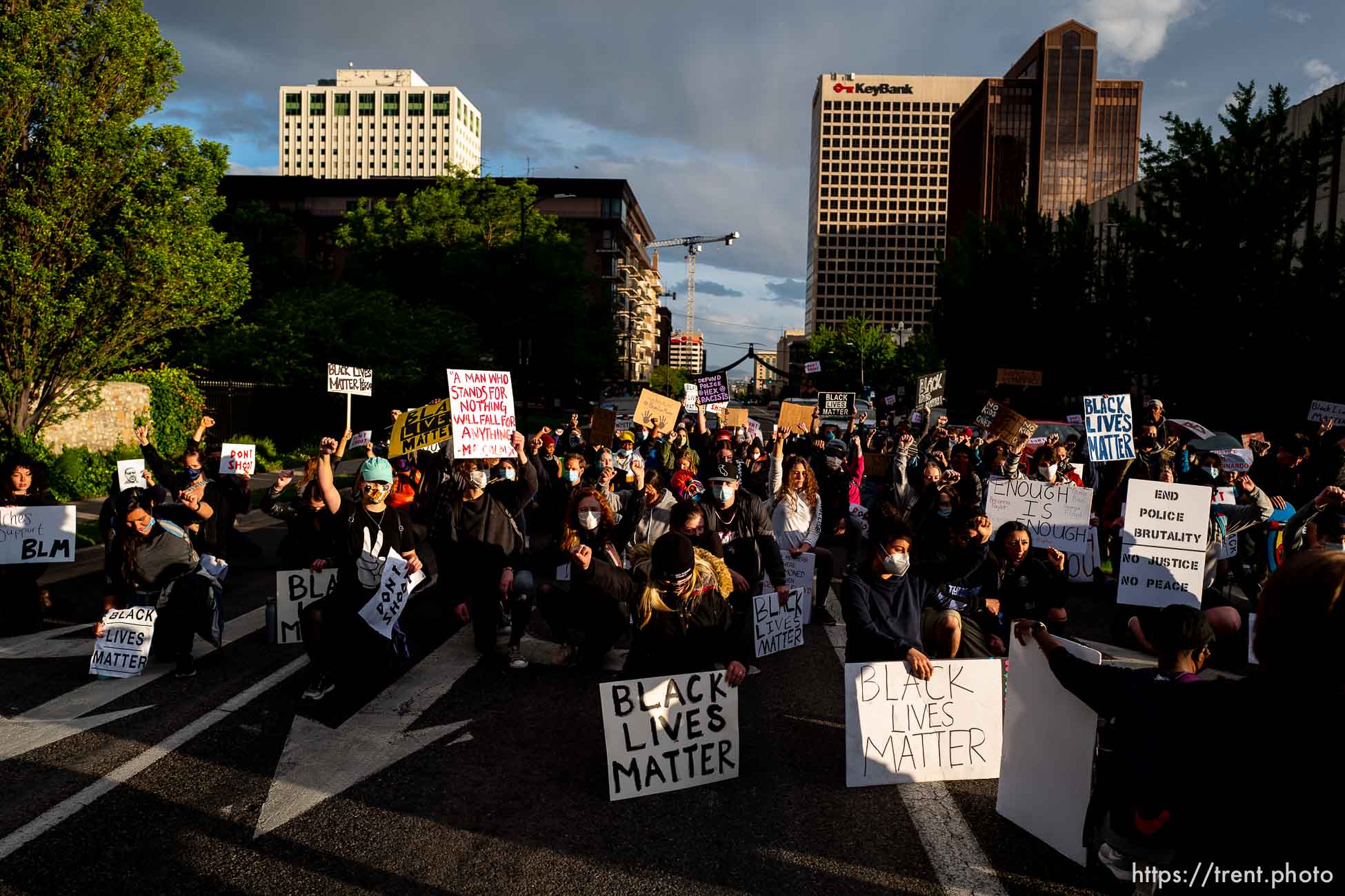 (Trent Nelson  |  The Salt Lake Tribune) Protesters march against police brutality in Salt Lake City on Sunday, June 7, 2020.